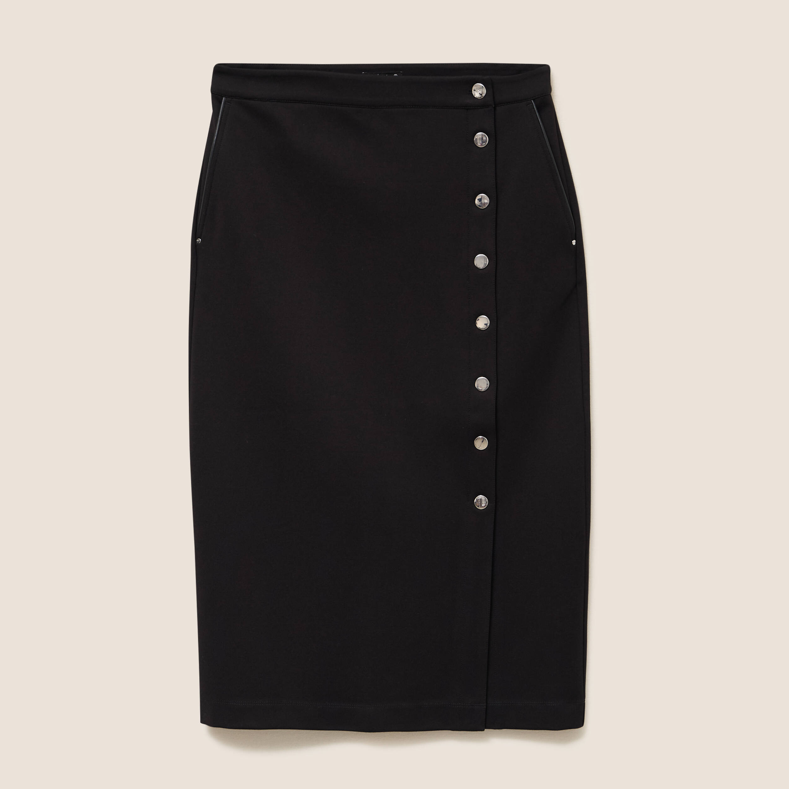 Jupe en maille doubl&eacute;e noir femme
