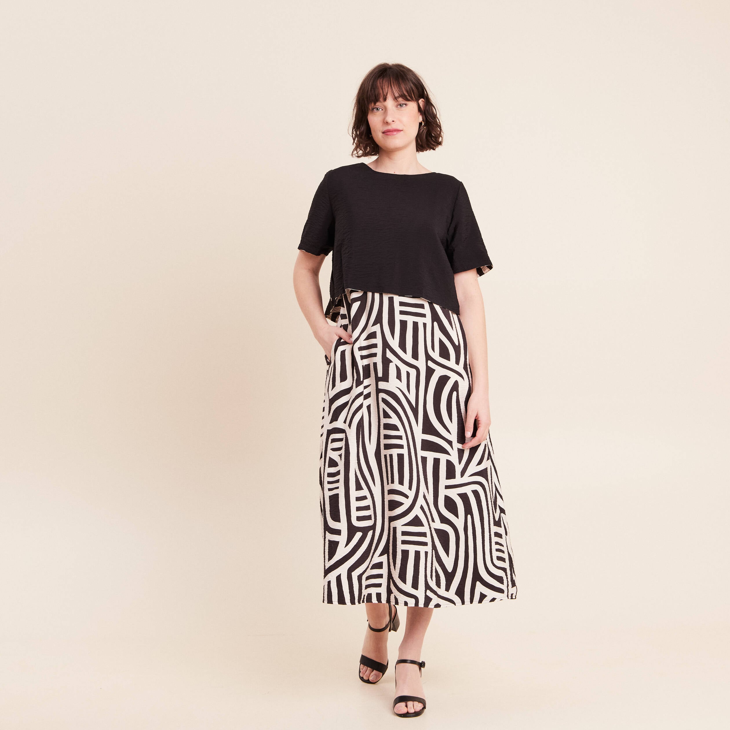 Robe longue r&eacute;versible et amovible noir femme
