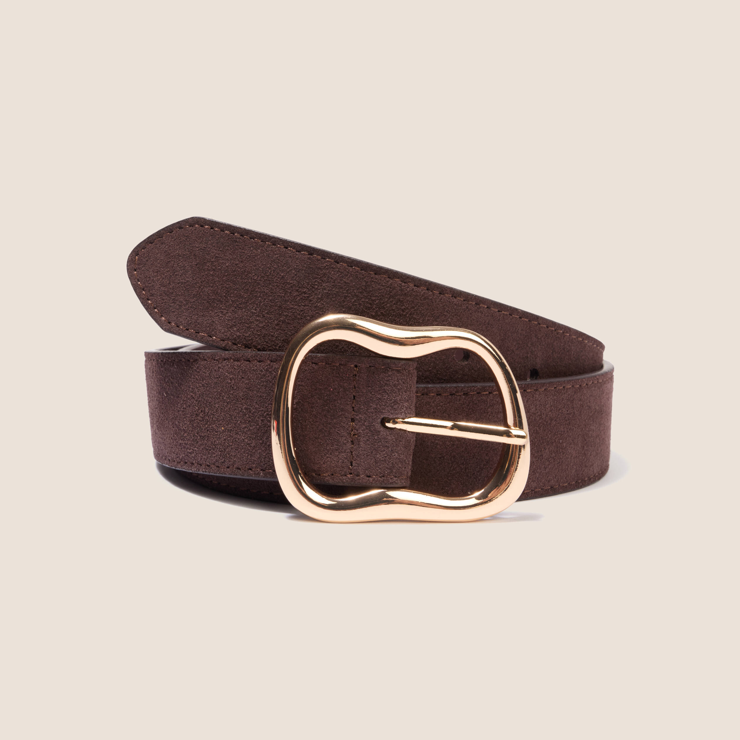 Ceinture en cuir marron fonc&eacute; femme