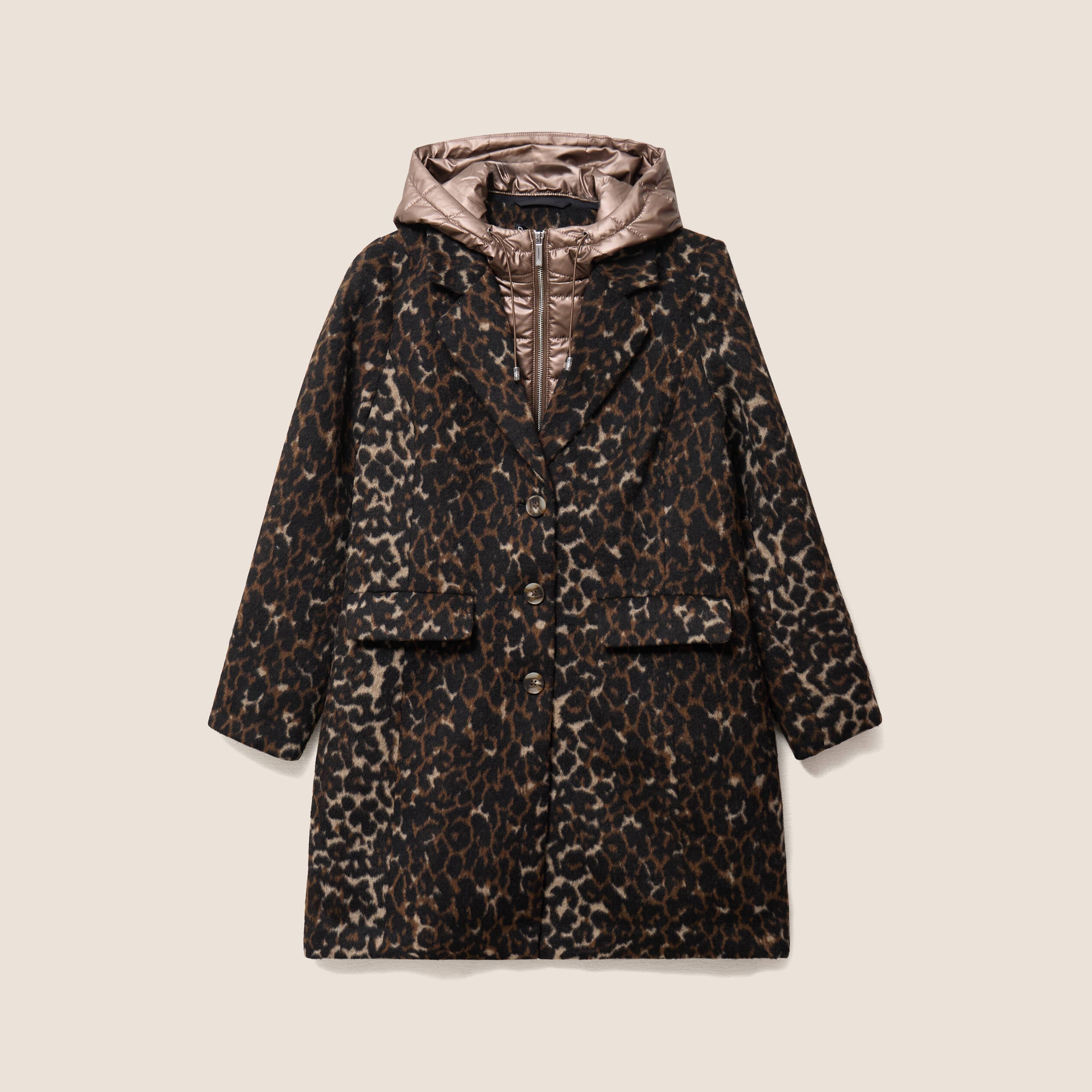 Manteau 2 en 1 droit doubl&eacute; creme femme