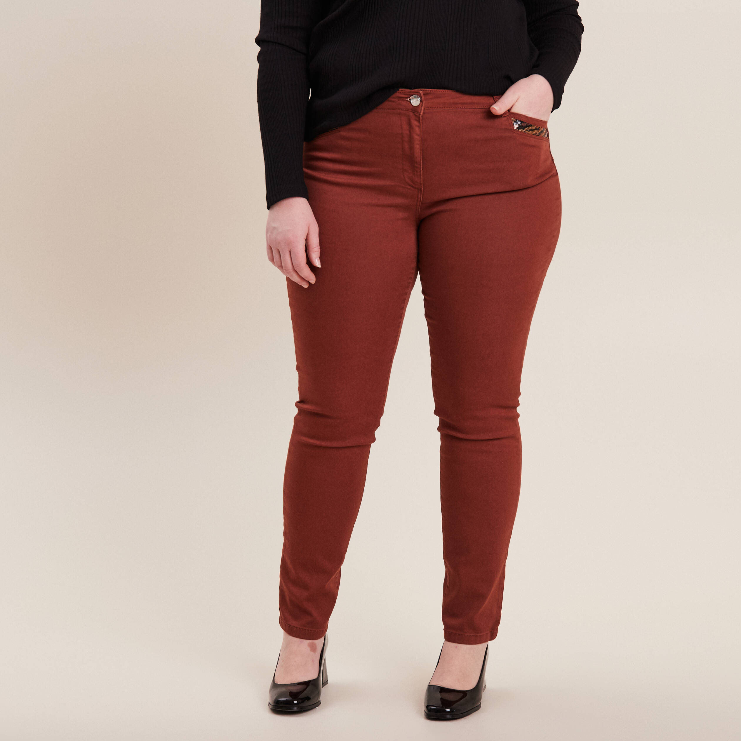 Pantalon ajuste marron femme Breal