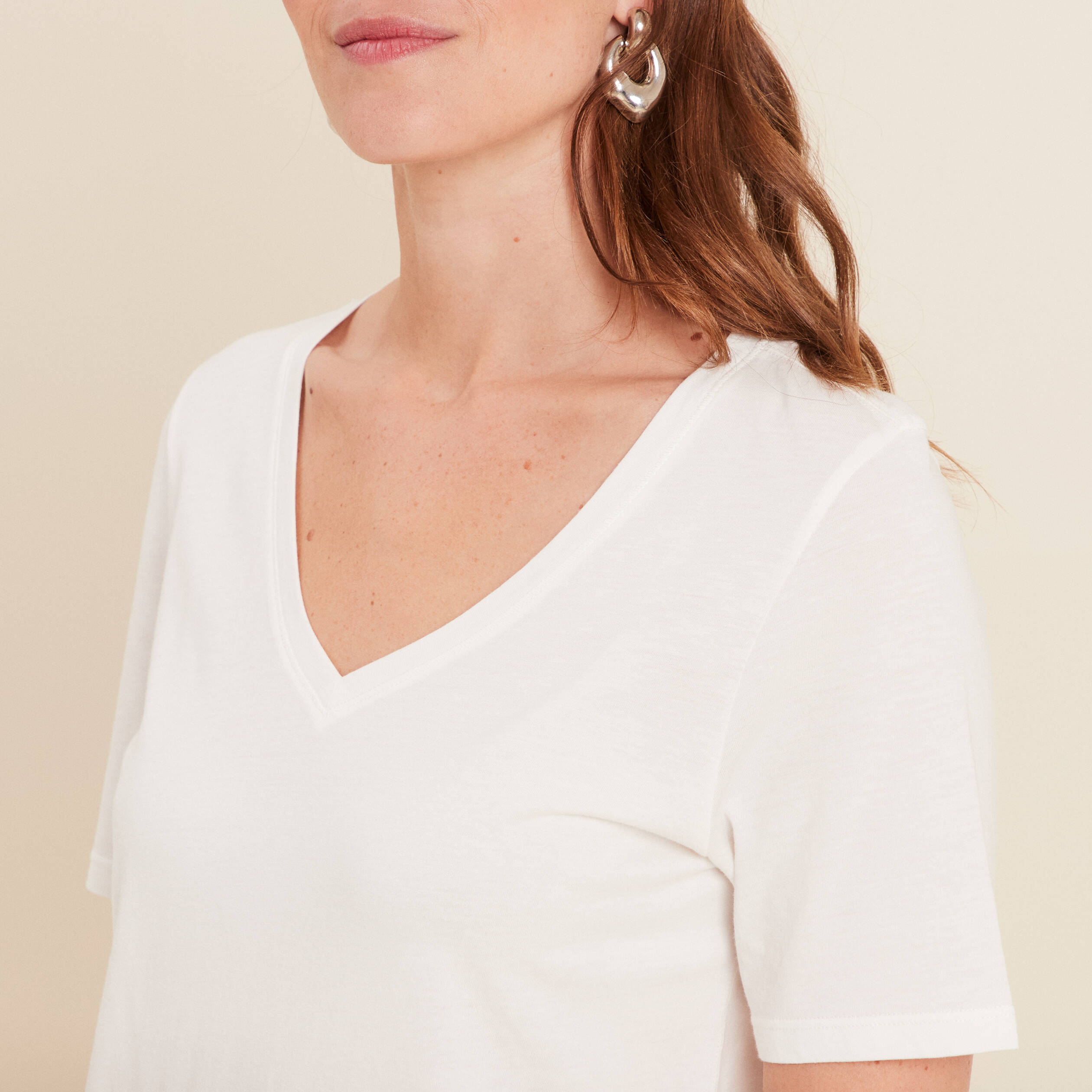 T-shirt manches courtes ecru femme