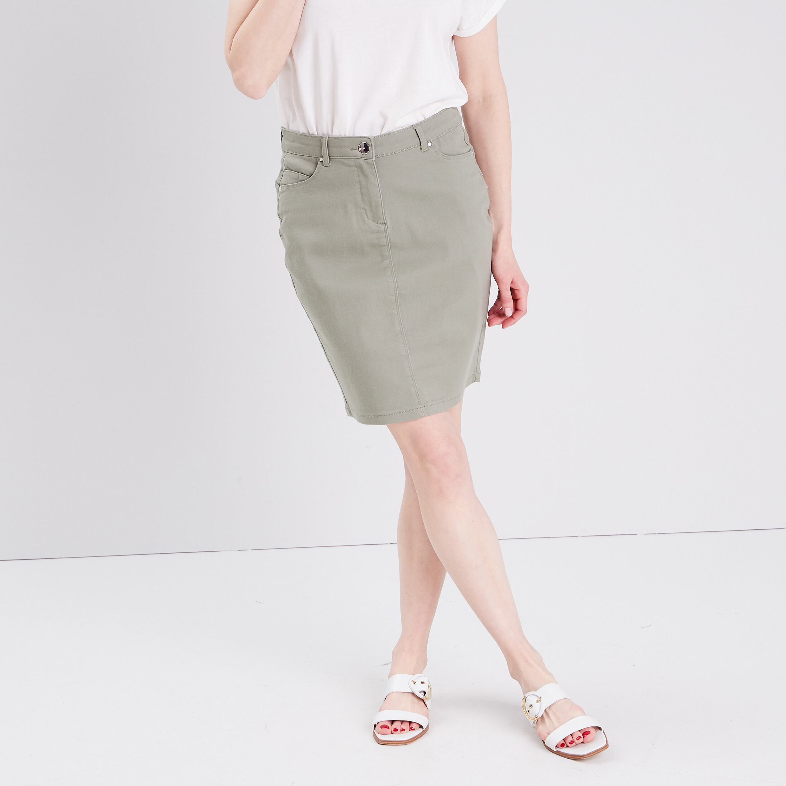 Jupe droite vert clair femme