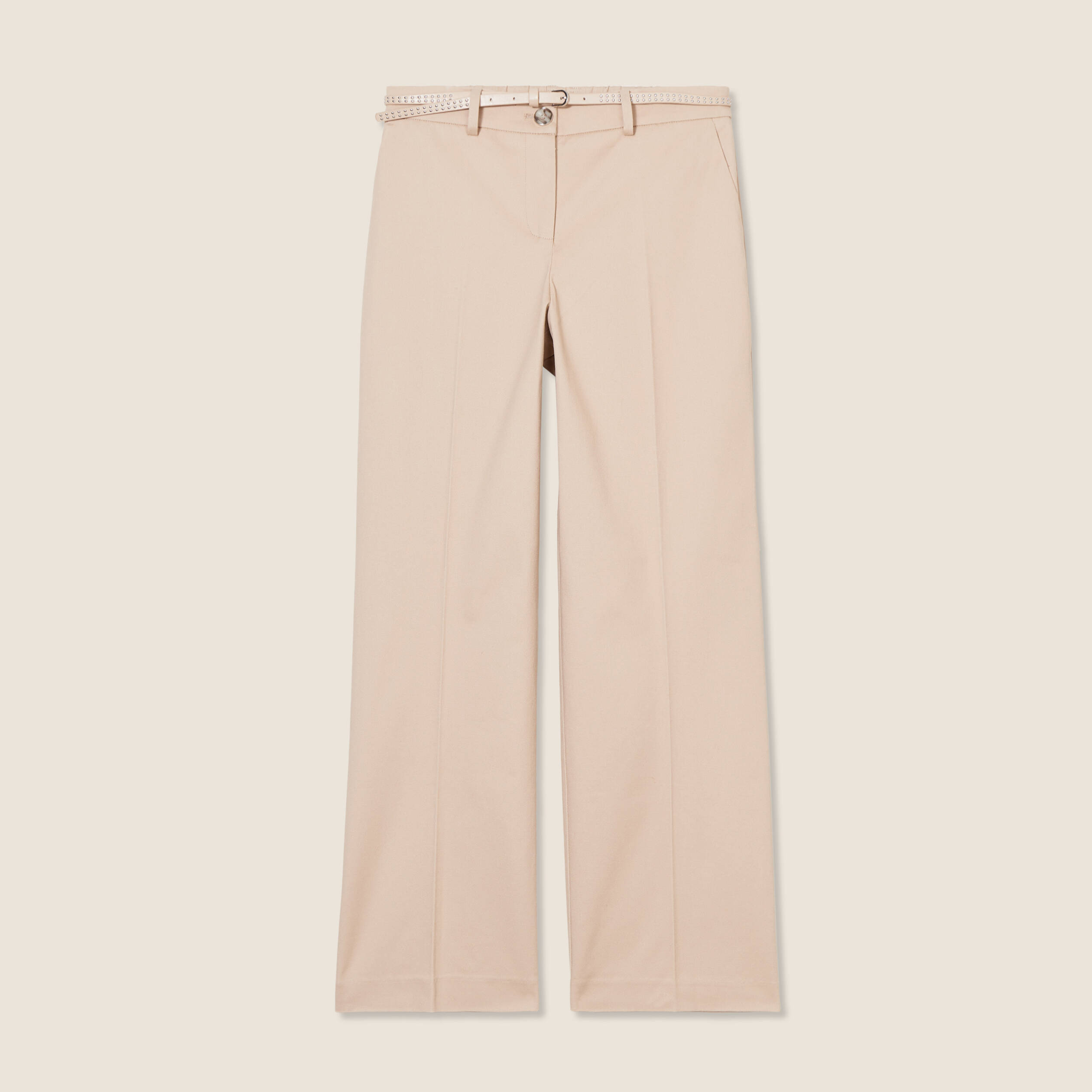 Pantalon flare 7/8ème beige femme