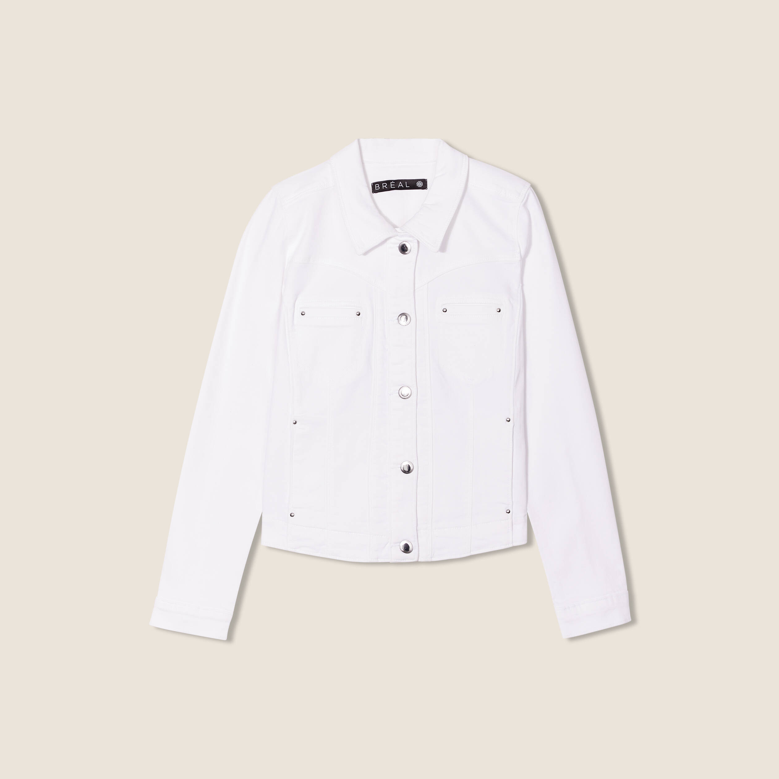 Blouson ajusté boutonné ecru femme