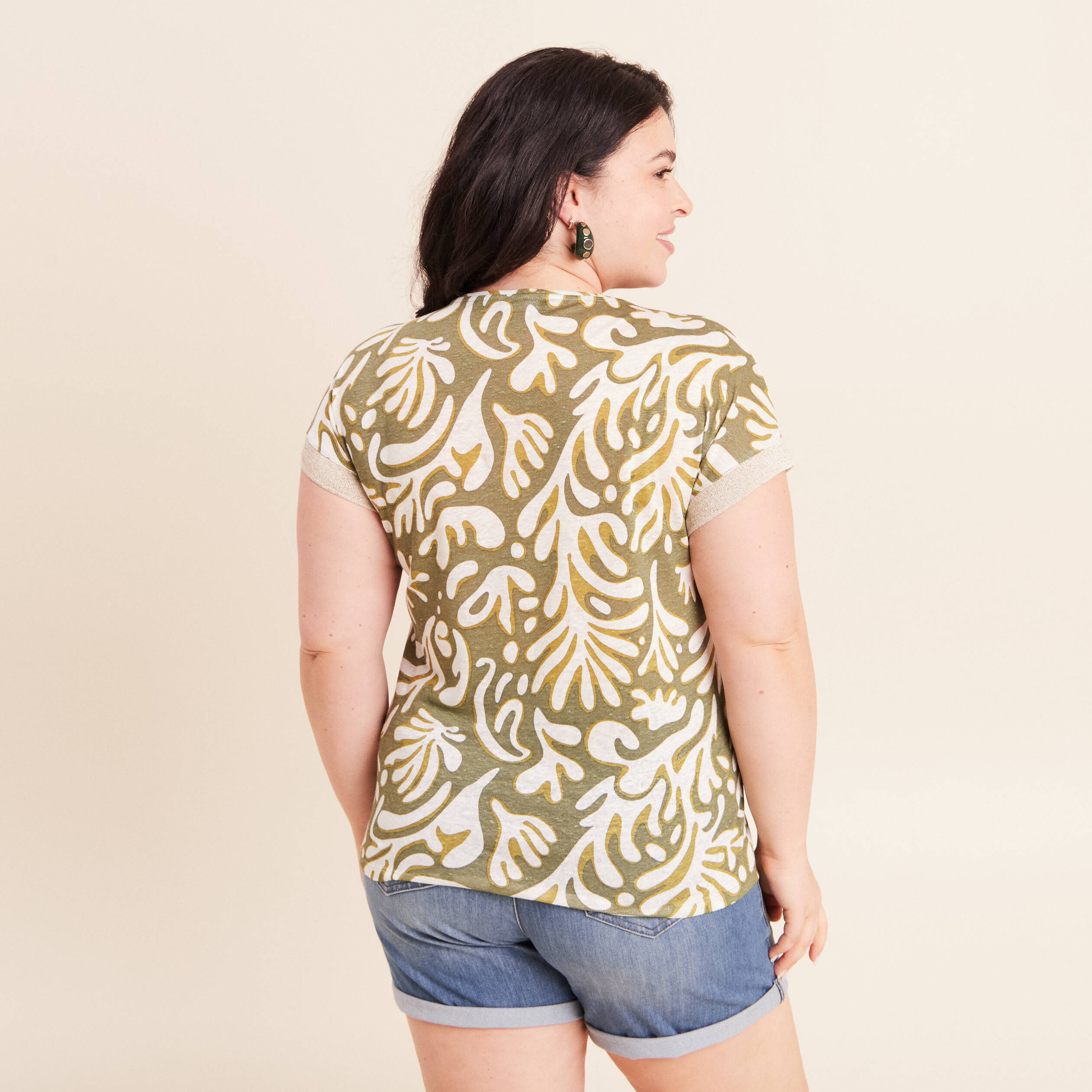 T-shirt manches courtes vert femme