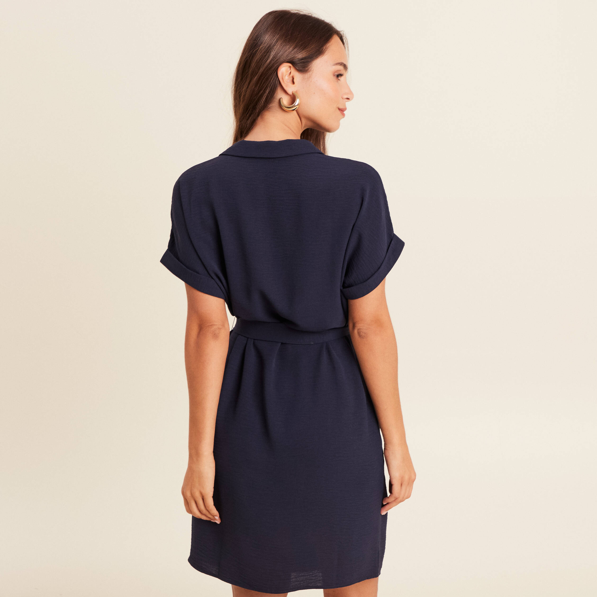 robe fluide manches courtes bleu marine femme Robe fluide manches courtes bleu marine femme