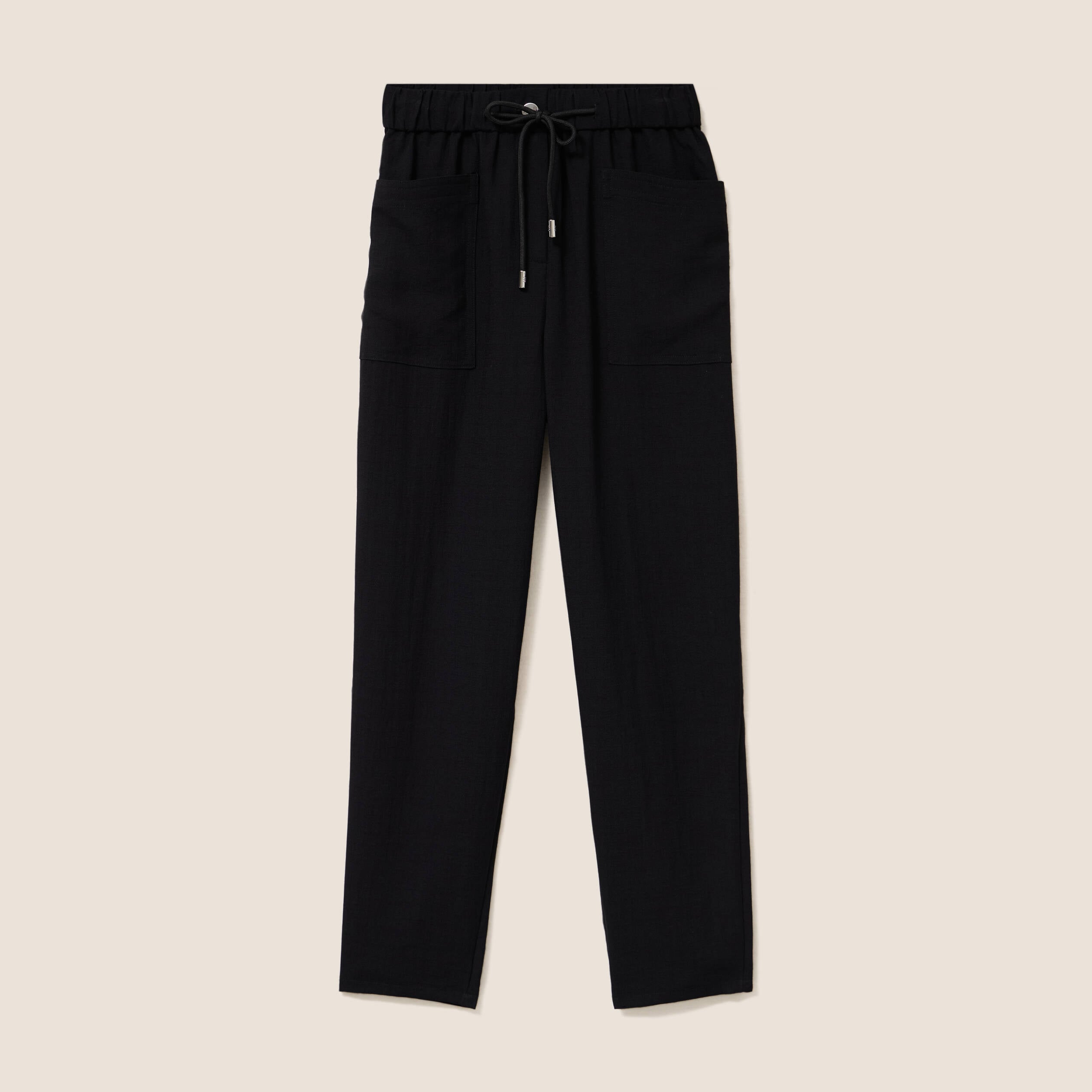 Pantalon mom 7/8&egrave;me en coton noir femme