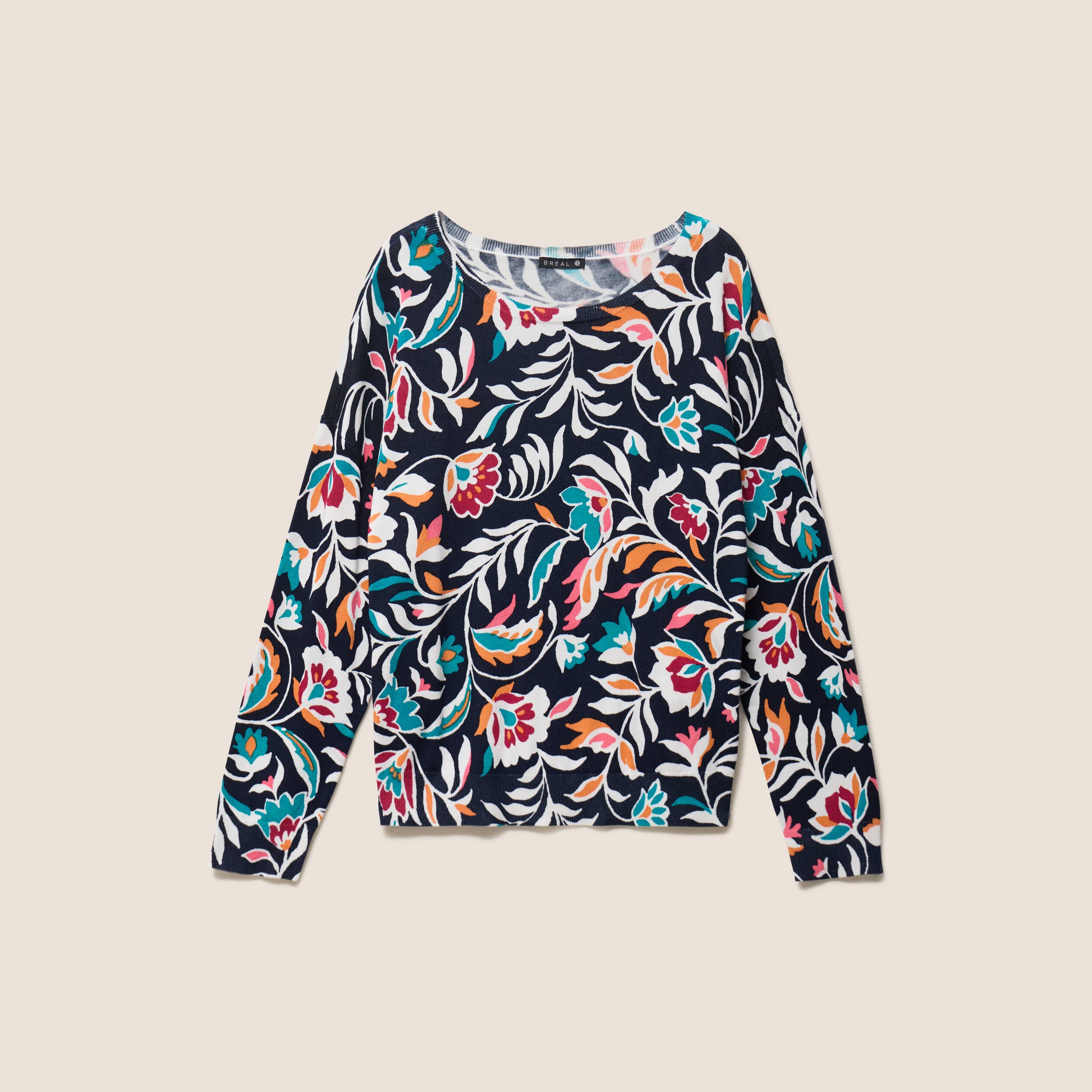 Pull manches longues bleu femme