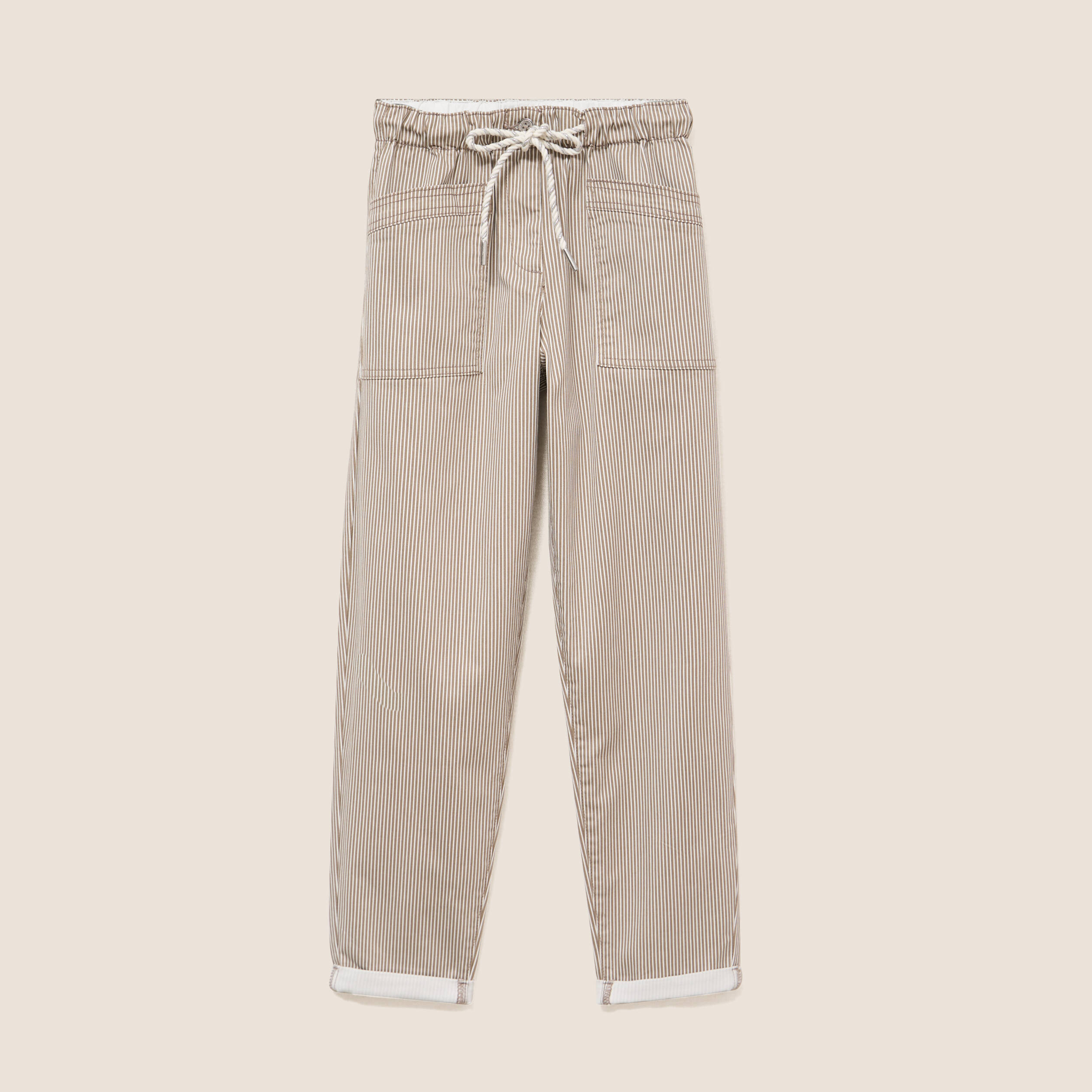 Pantalon coupe mom 7/8&egrave;me marron femme