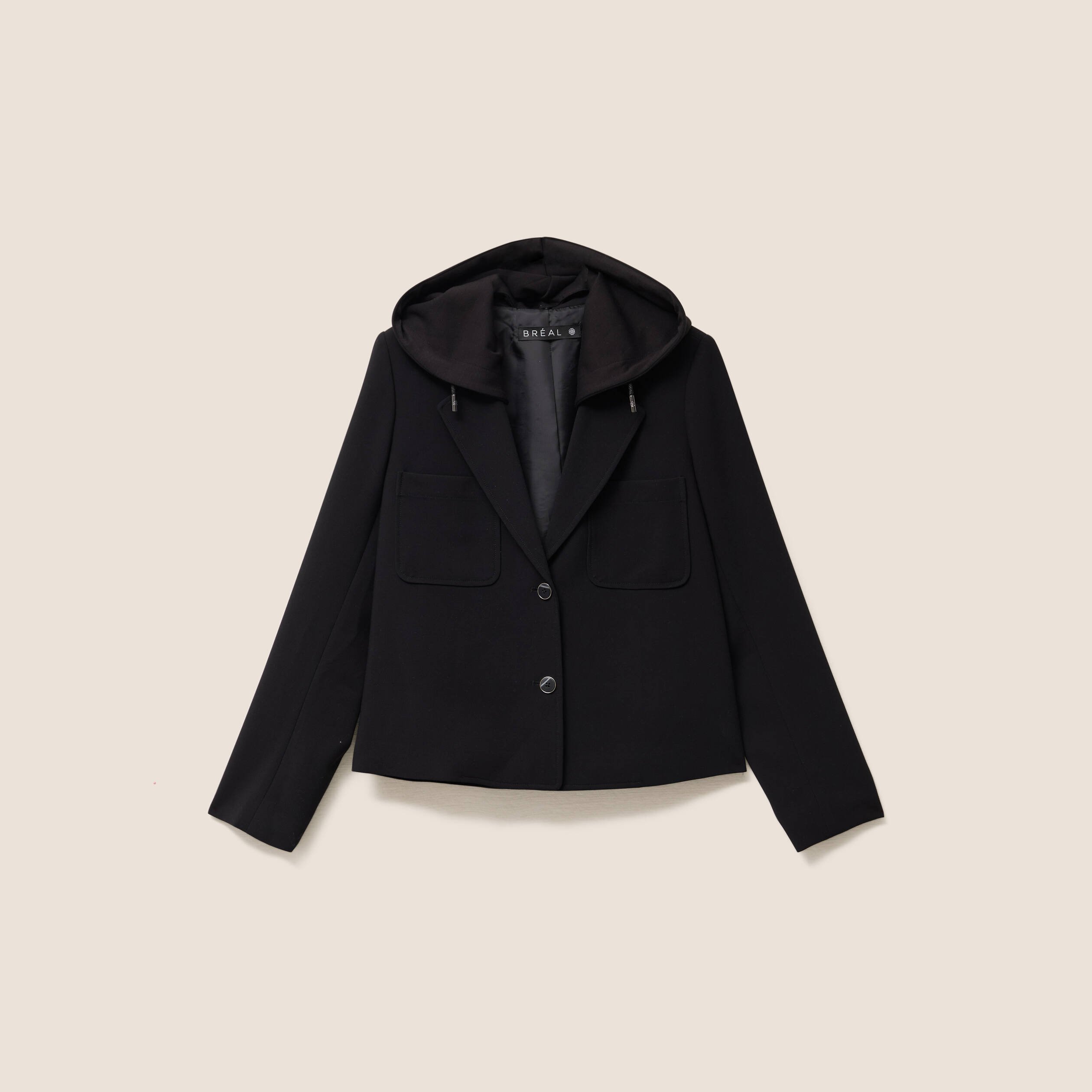 veste cintree doublee avec capuche noir femme veste cintrée doublée avec capuche noir femme
