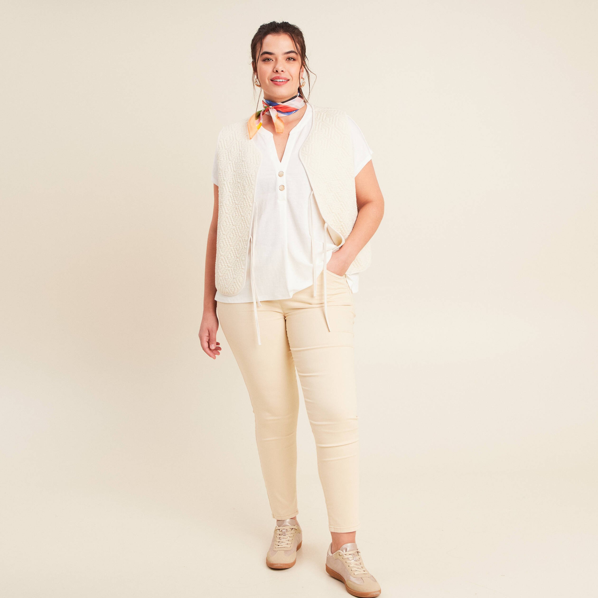 T-shirt manches courtes ecru femme