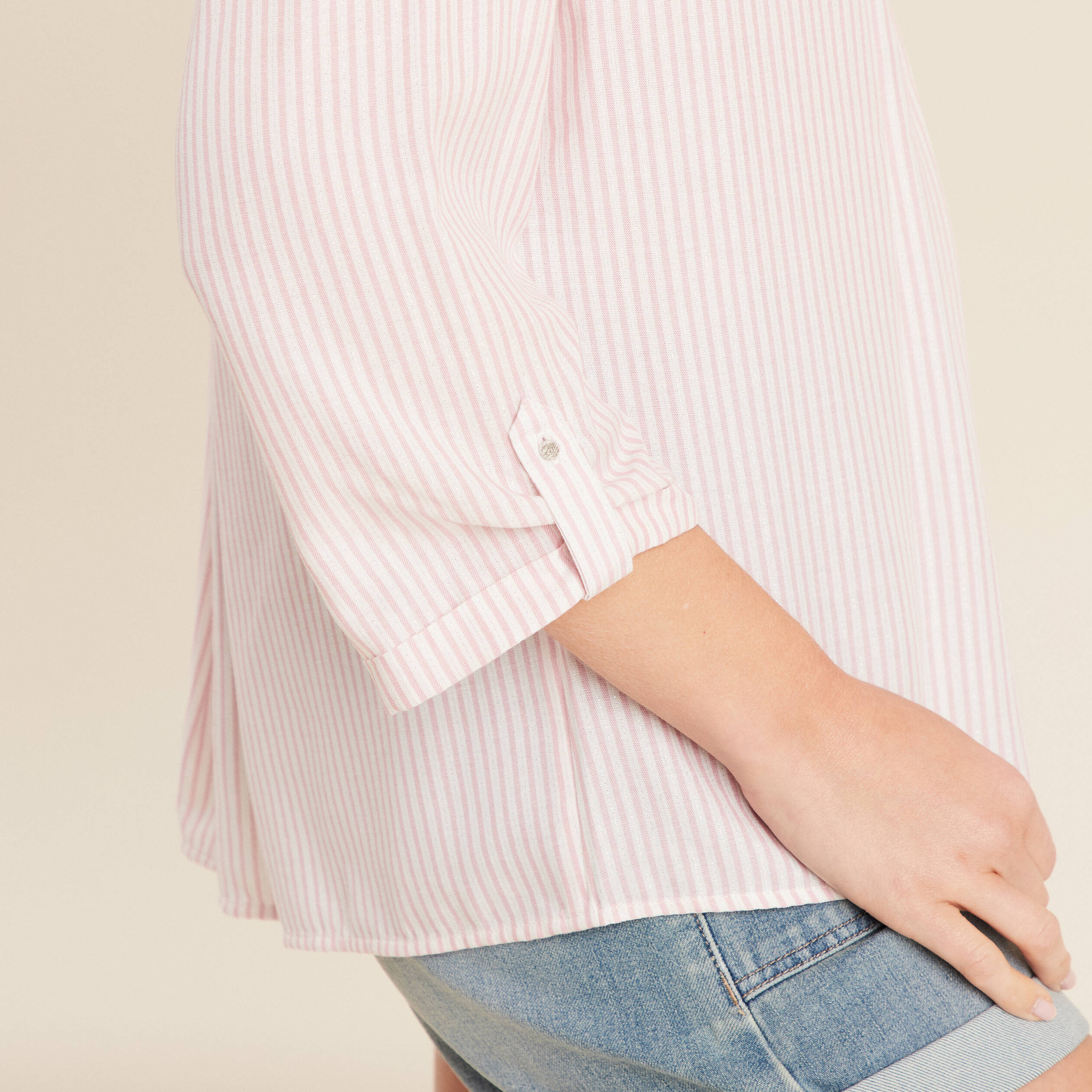 blouse fluide manches 3/4 rose femme