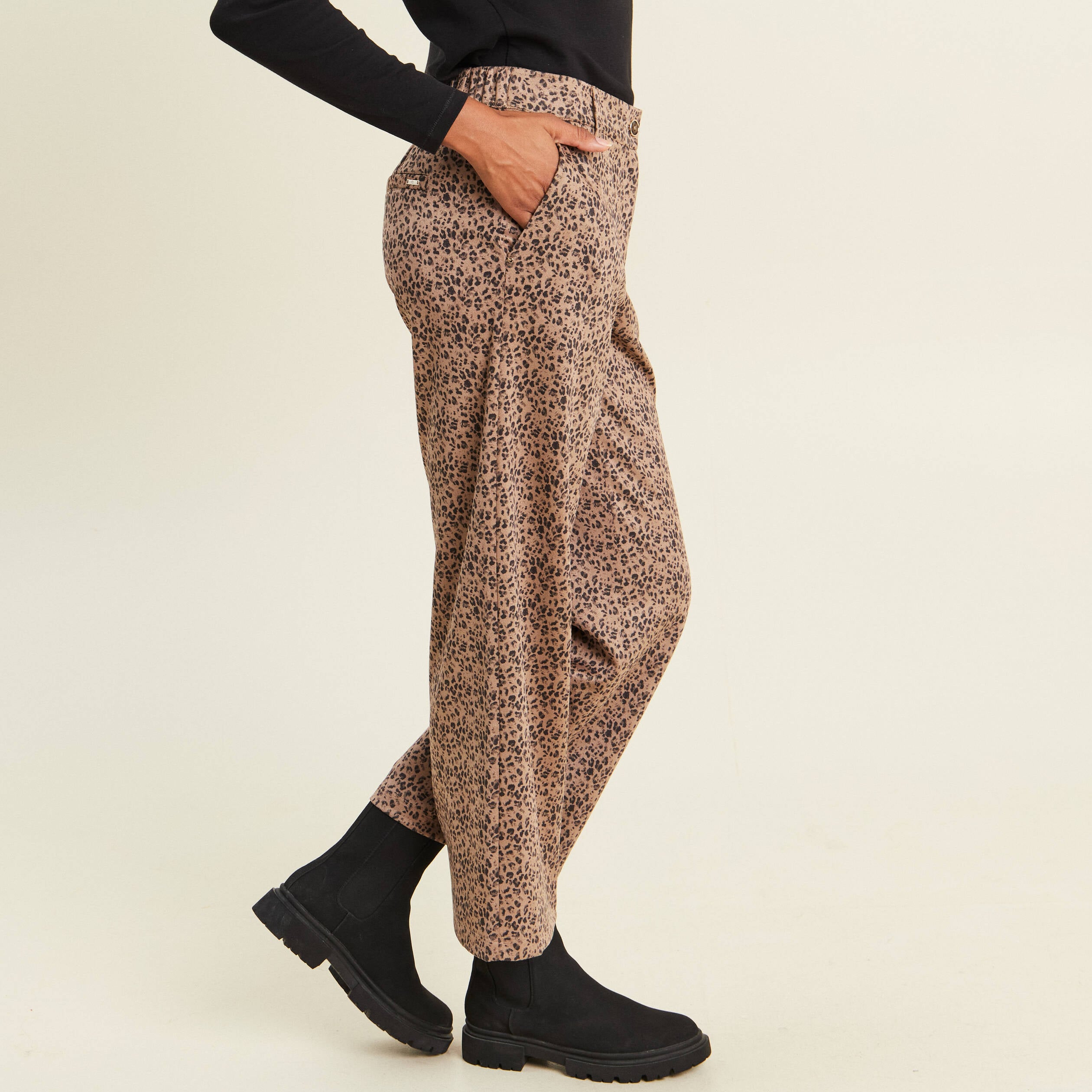 Pantalon large marron femme