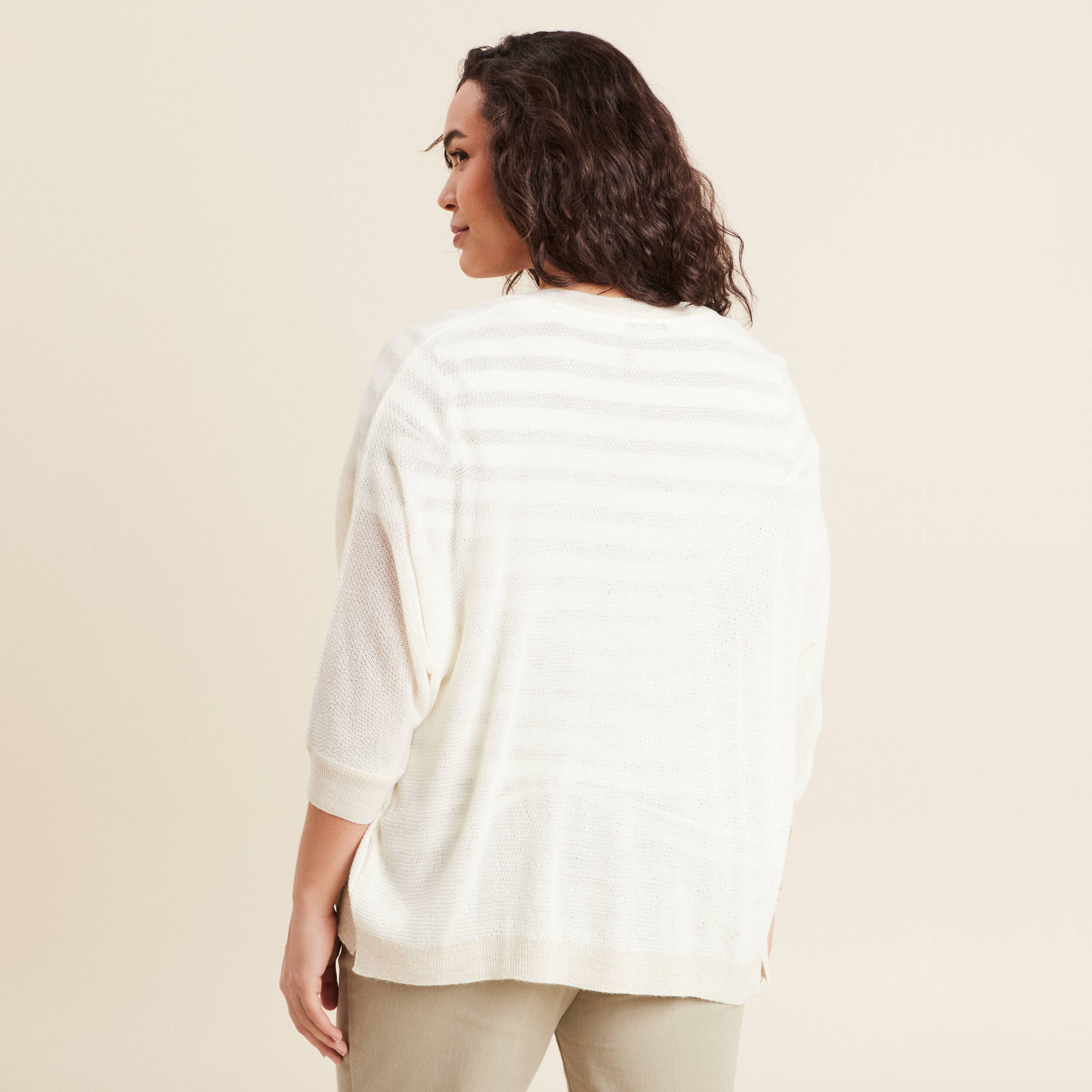 Gilet manches 3/4 ecru femme