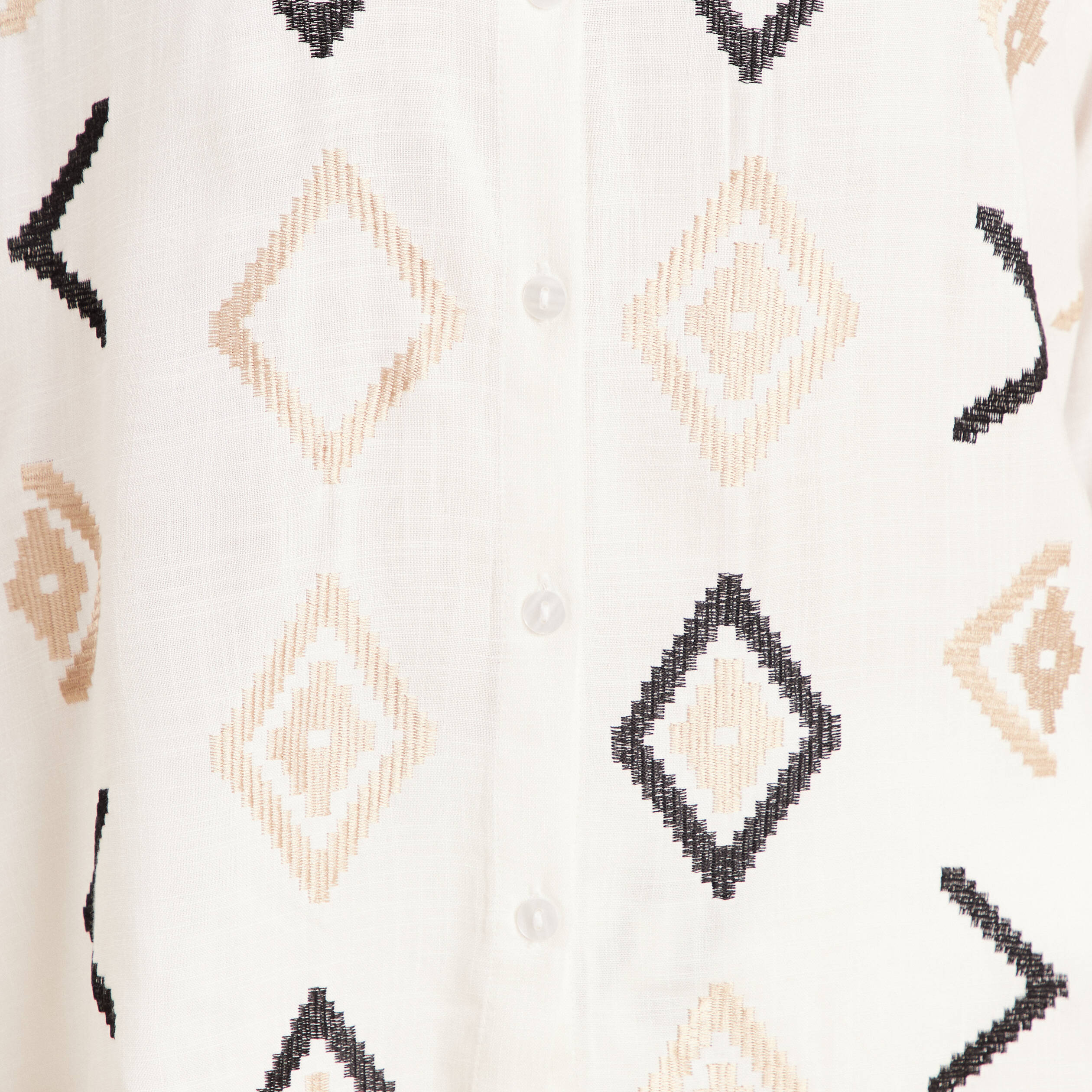 Chemise manches 3/4 brodée blanc femme