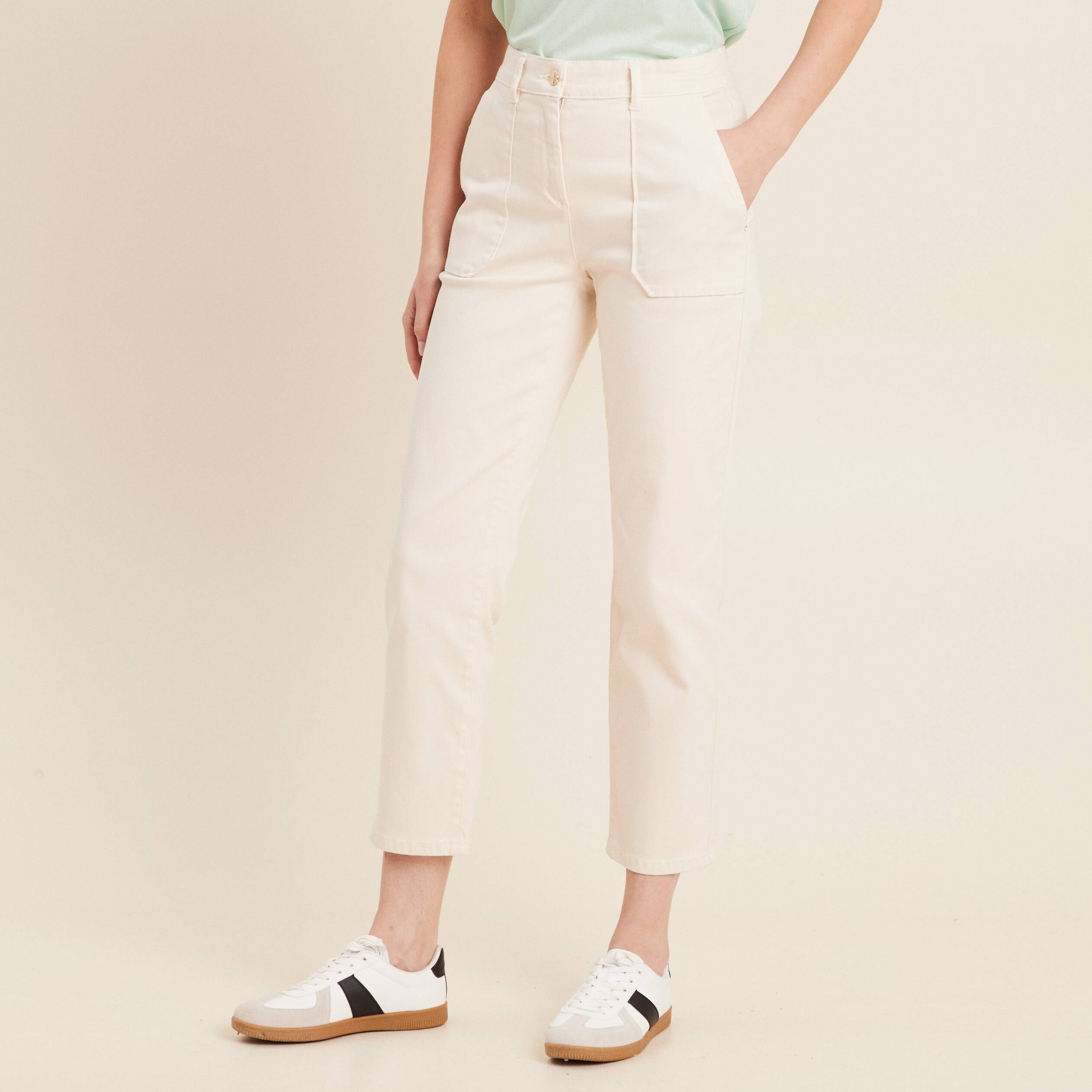 pantalon droit velours ivoire femme Pantalon droit velours ivoire femme