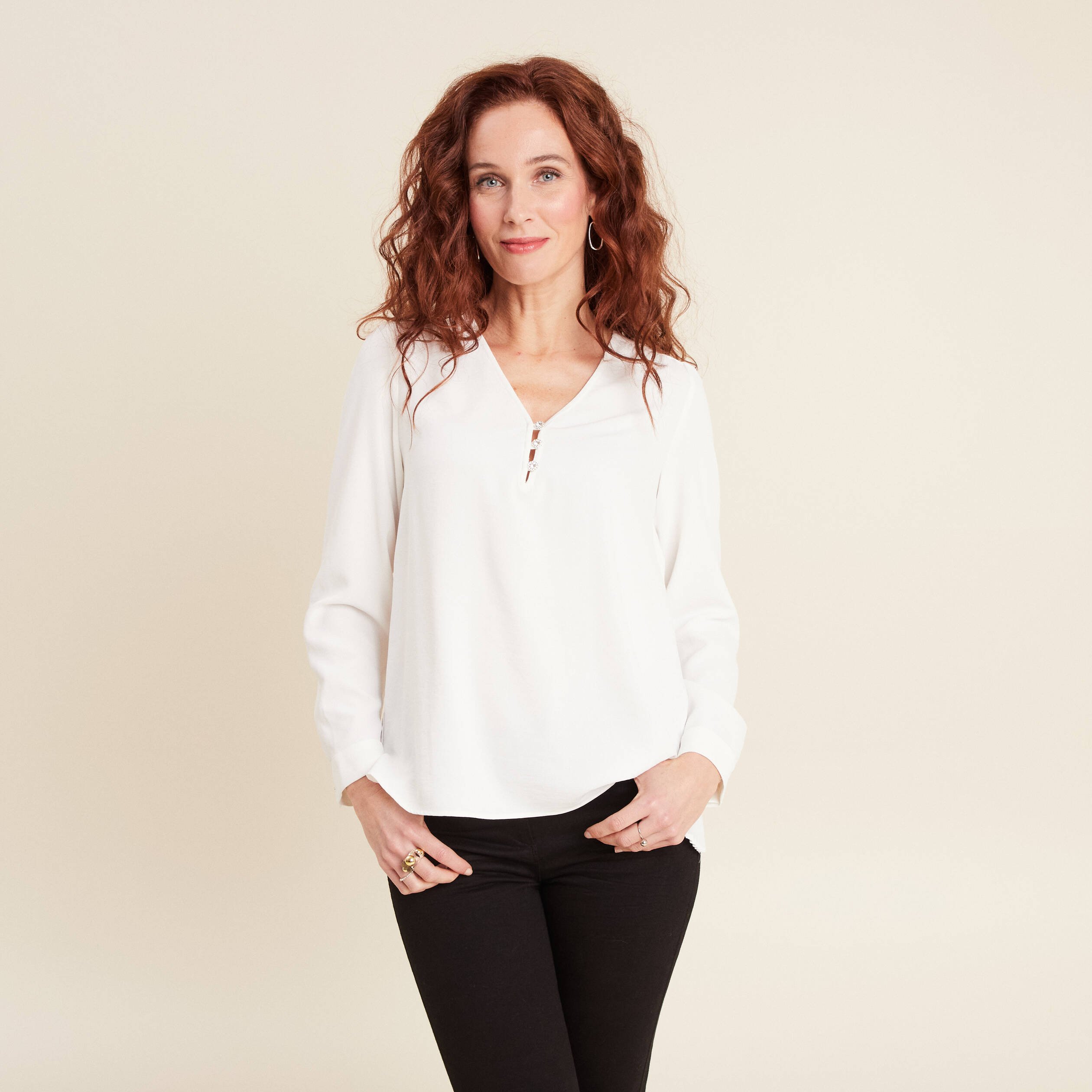 Blouse manches longues ecru femme Bréal