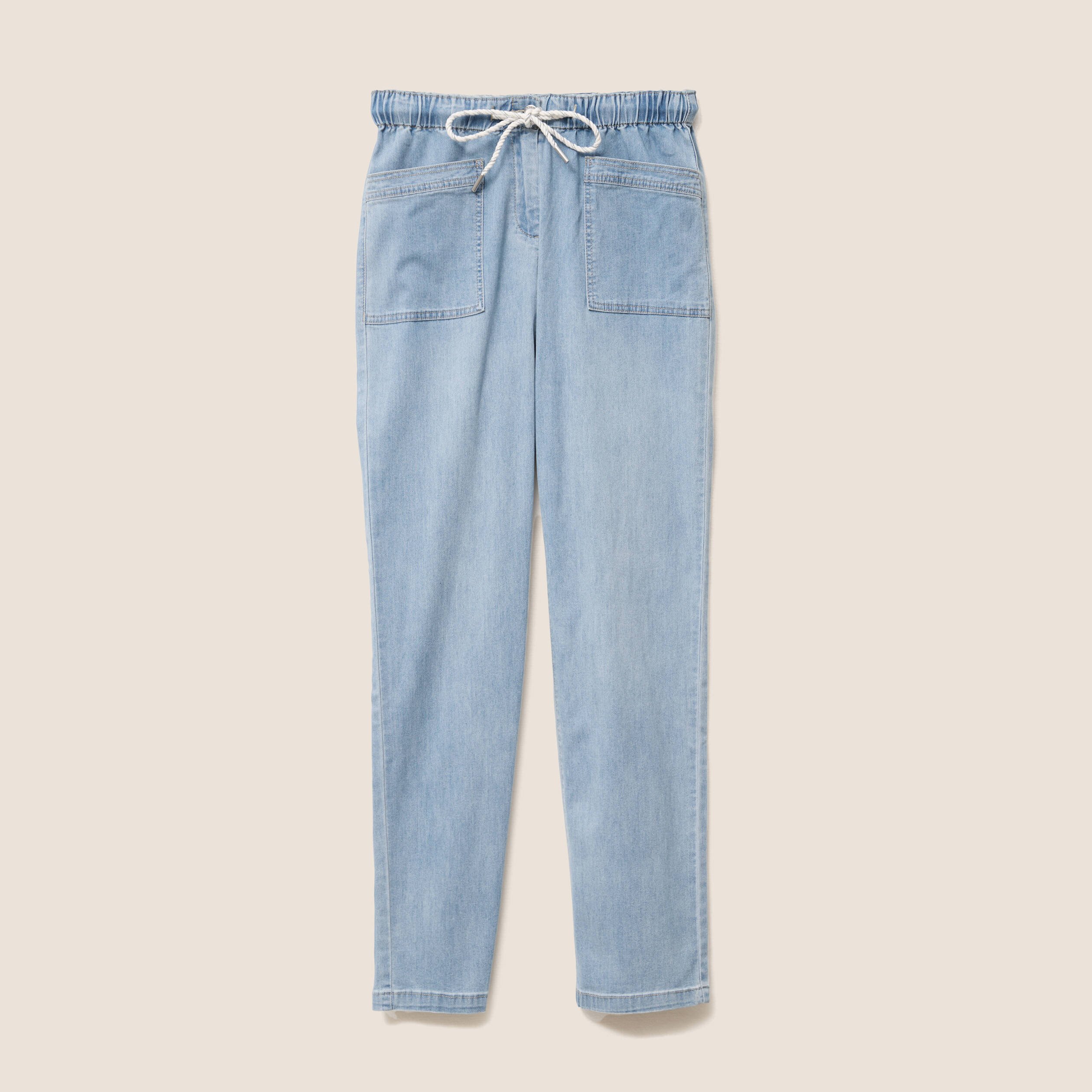 pantalon jogpant 78eme en coton denim double stone femme Pantalon jogpant 7/8ème en coton denim double stone femme