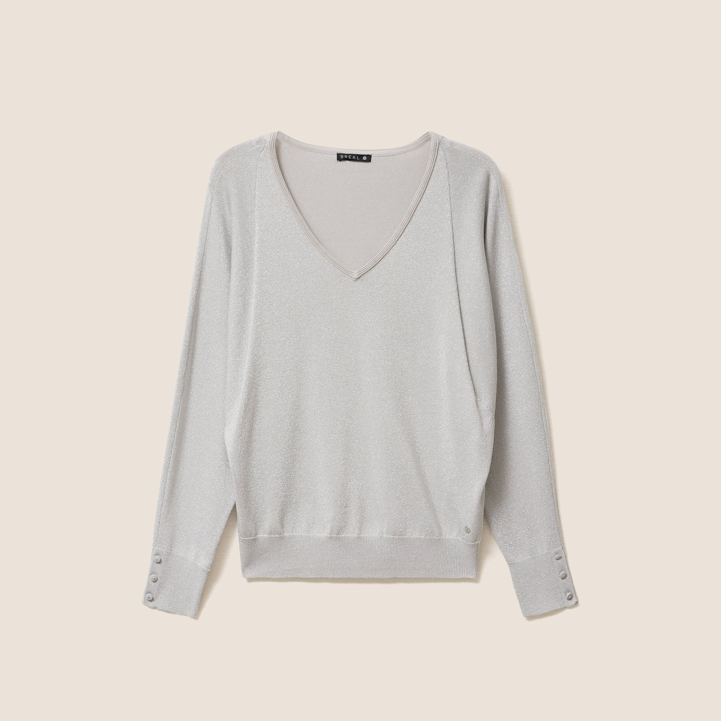 Pull manches longues gris argent femme