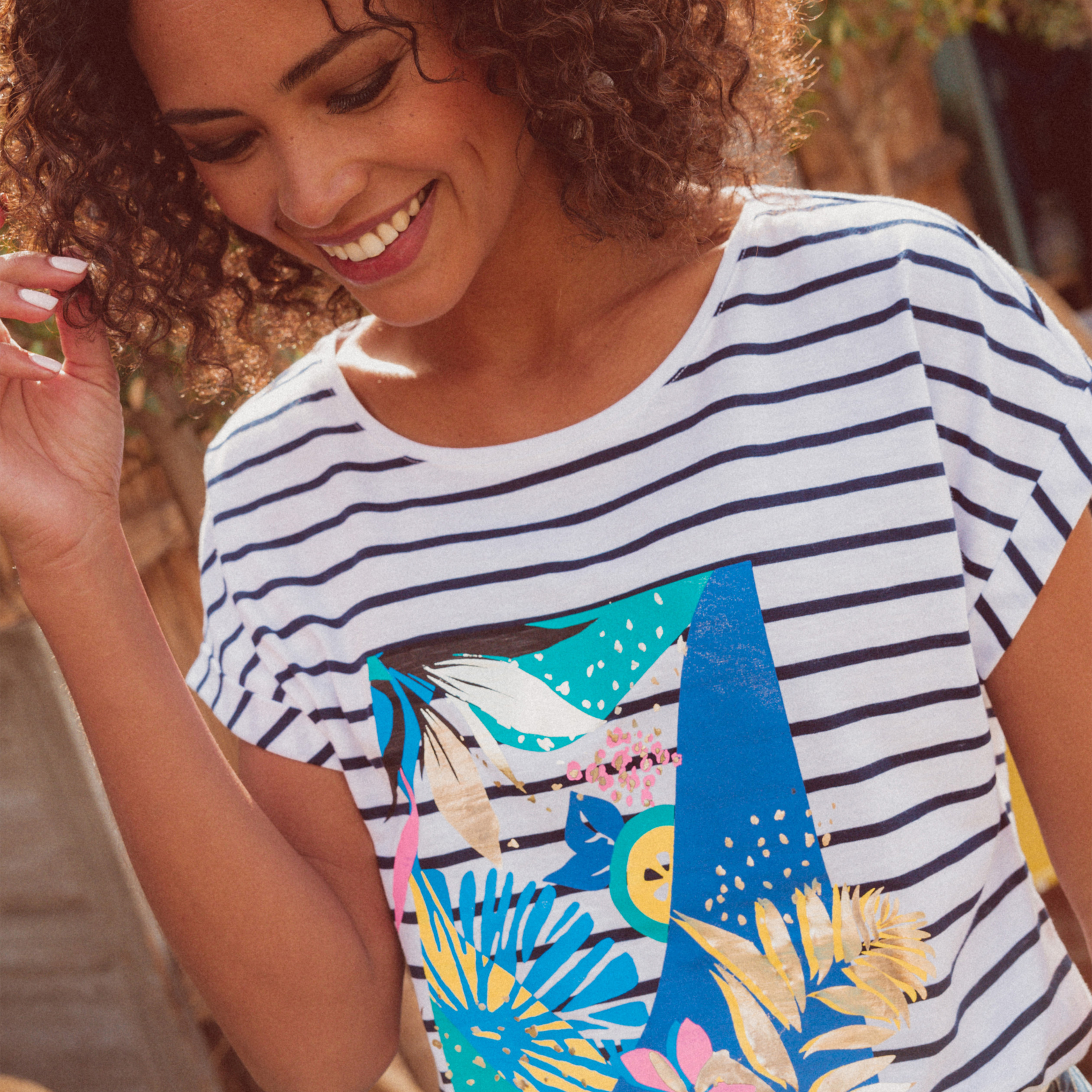 T-shirt manches courtes ecru femme