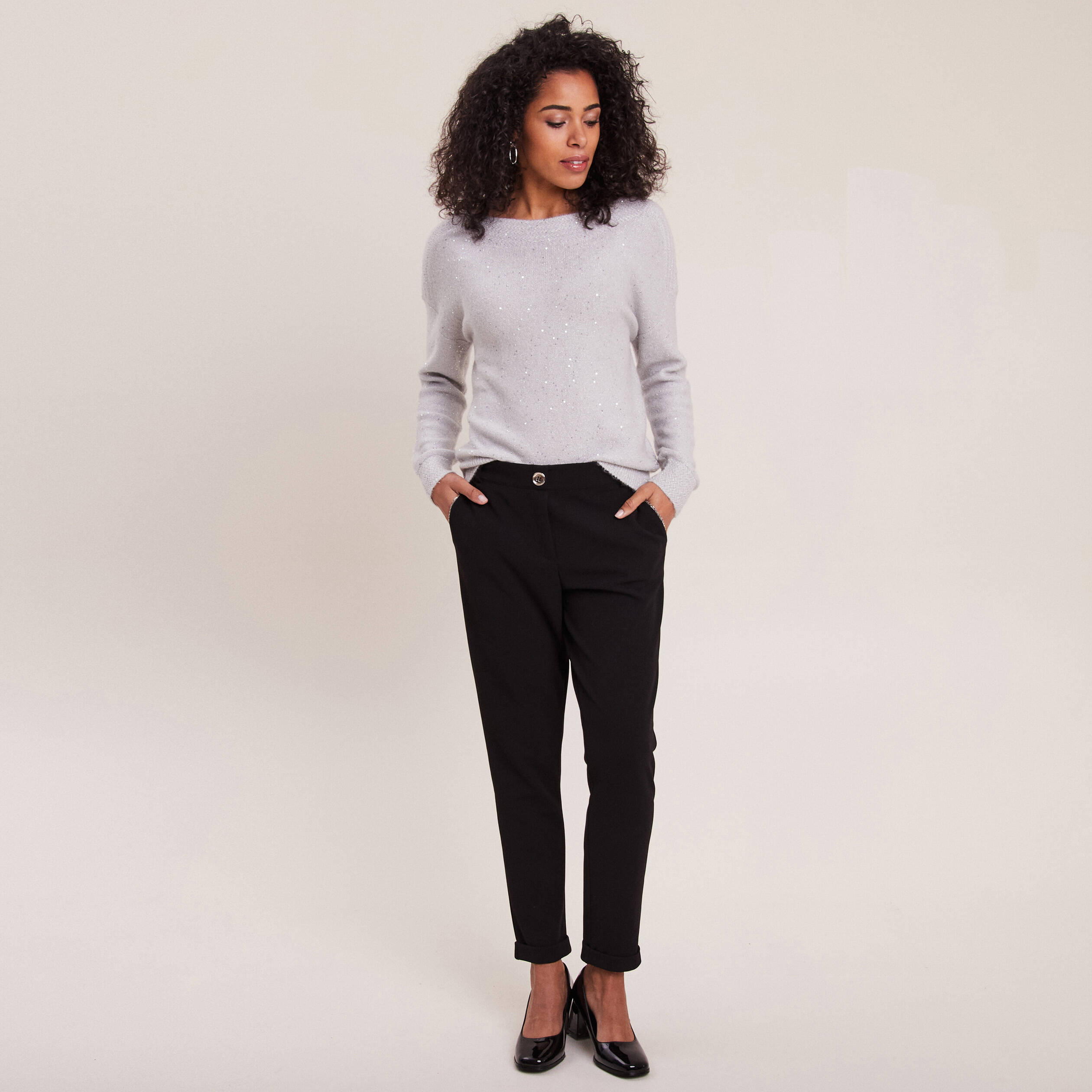 Pantalon chino noir femme Breal