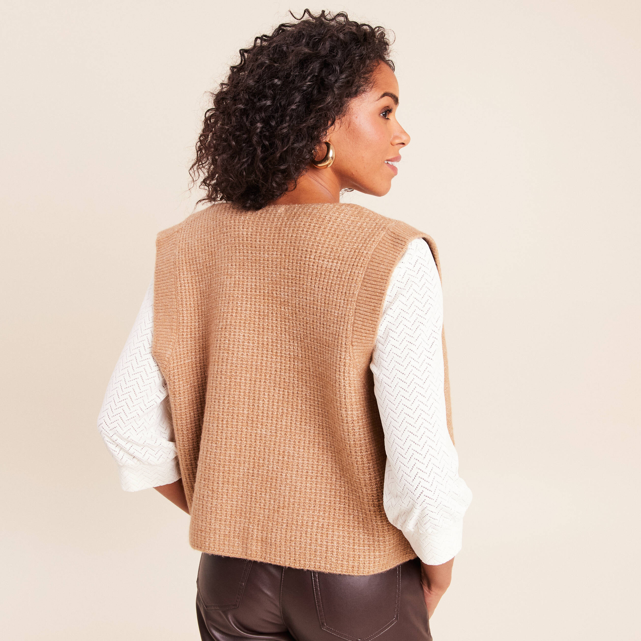 Gilet sans manches marron femme