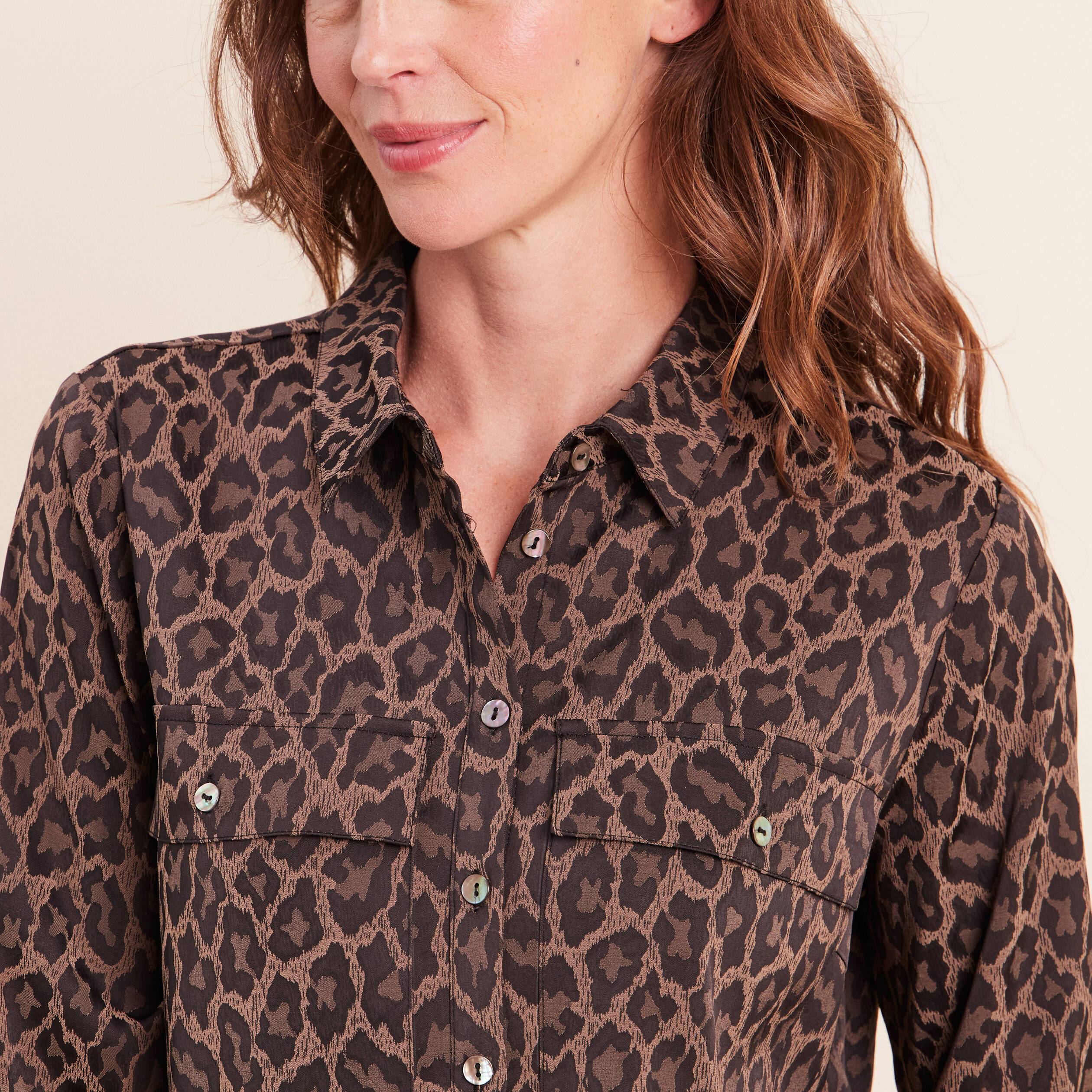 Chemise manches longues creme femme