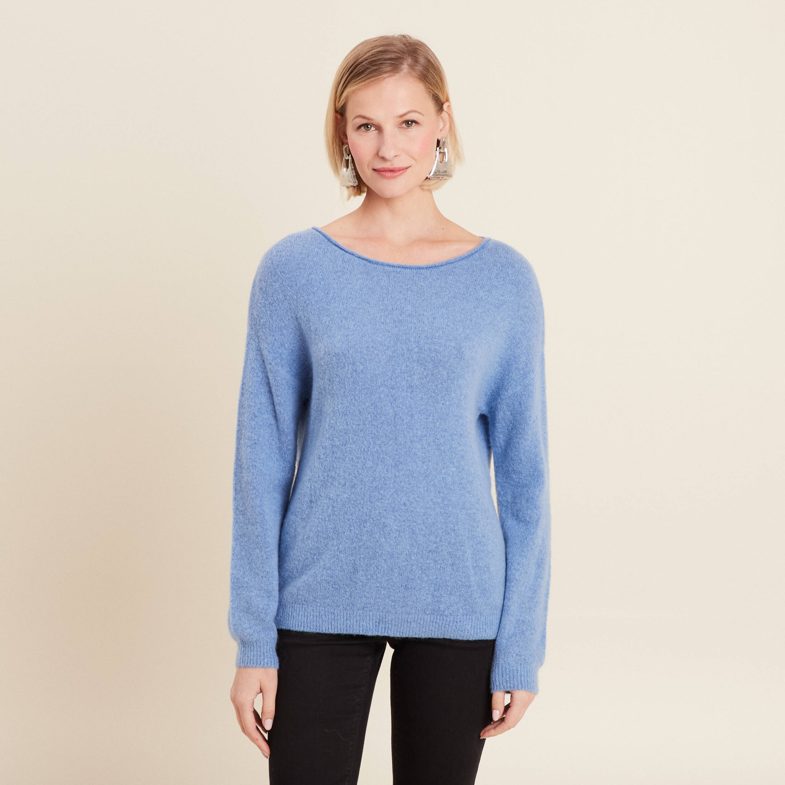 Pull manches longues bleu ciel femme