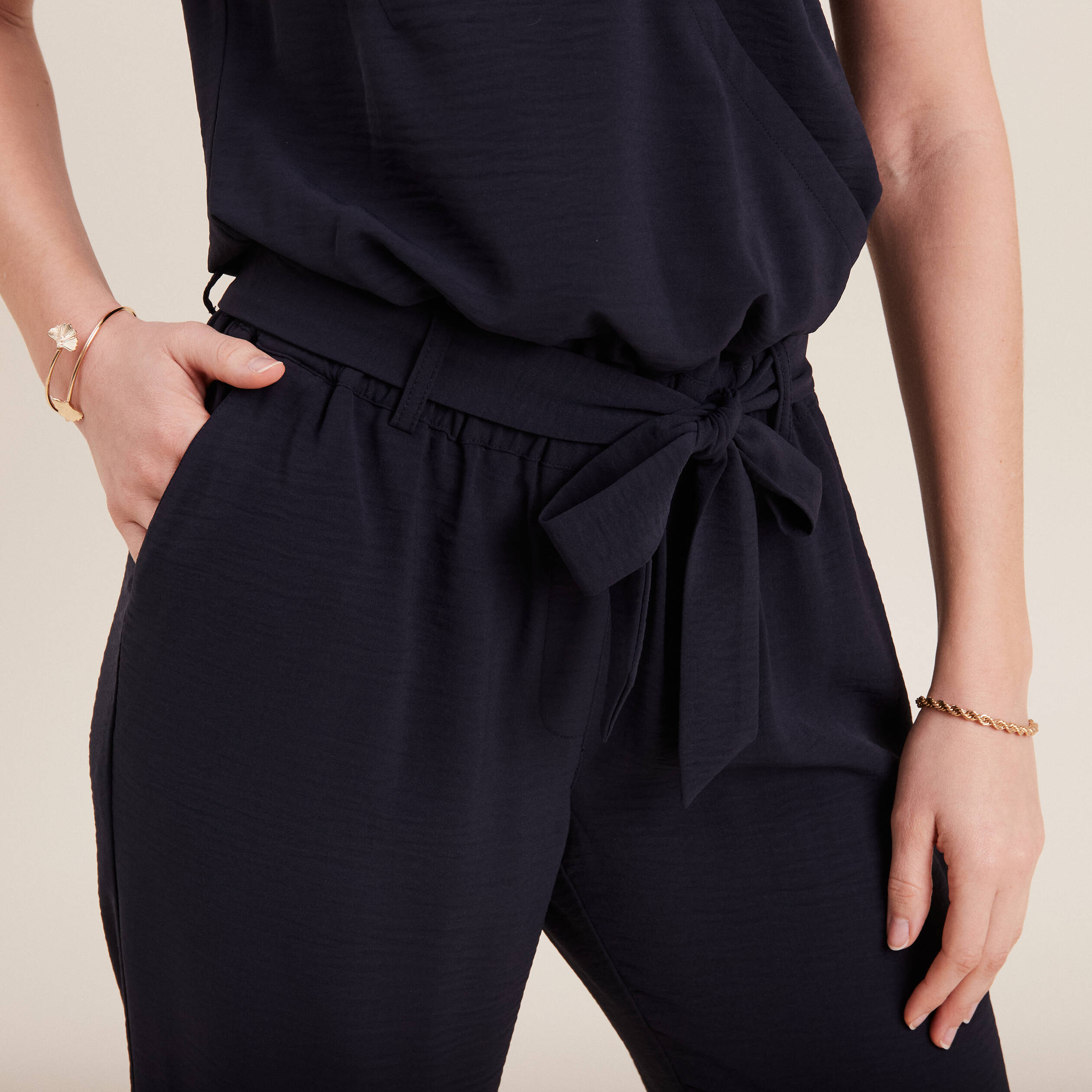 Combinaison pantalon droite bleu foncé femme