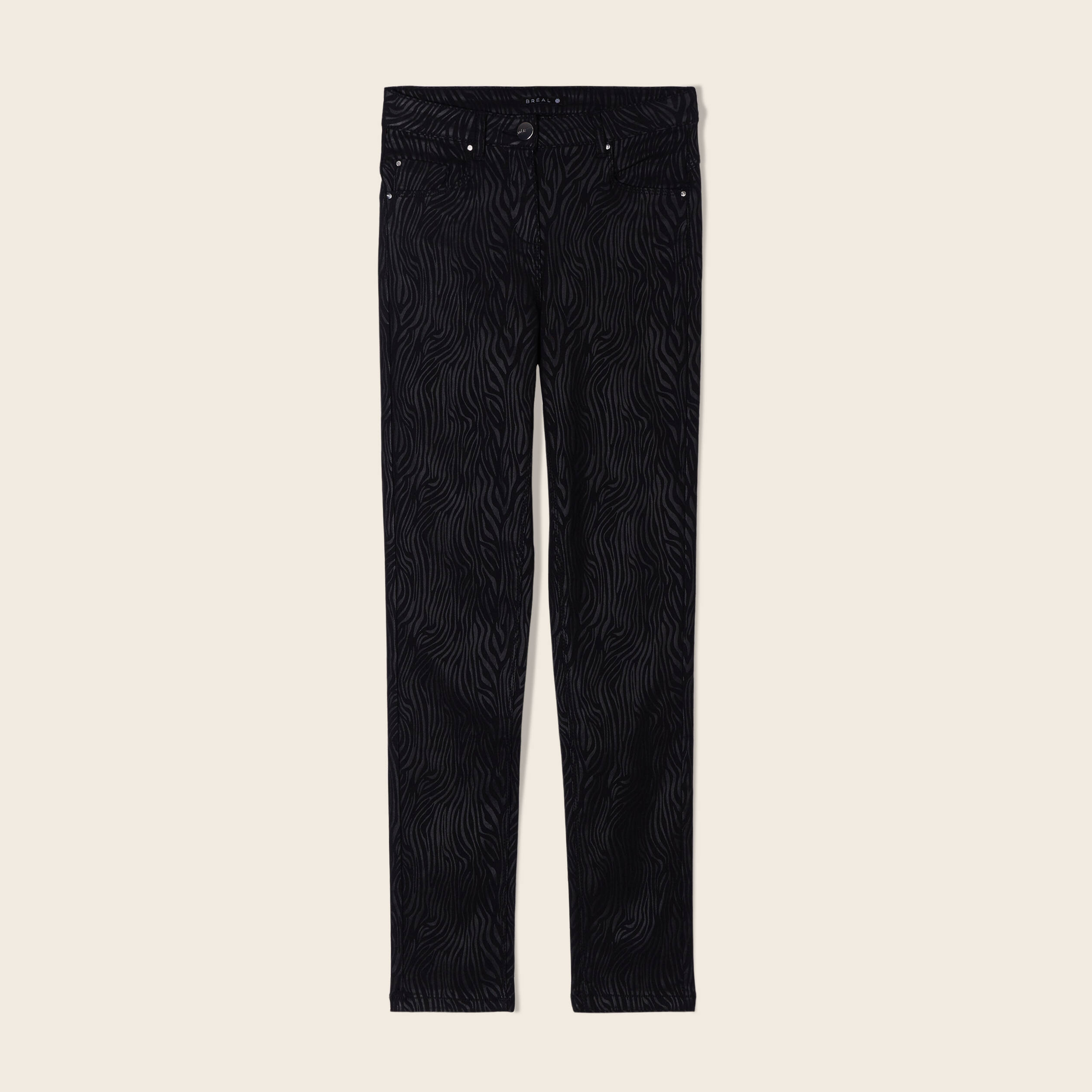 pantalon ajuste enduit denim noir femme Pantalon ajusté enduit denim noir femme