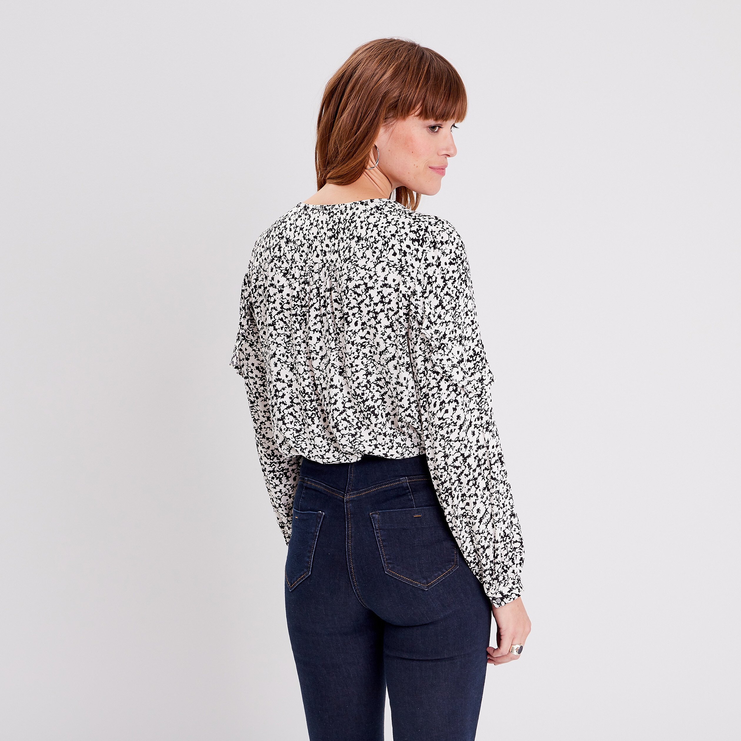 Blouse manches longues ecru femme