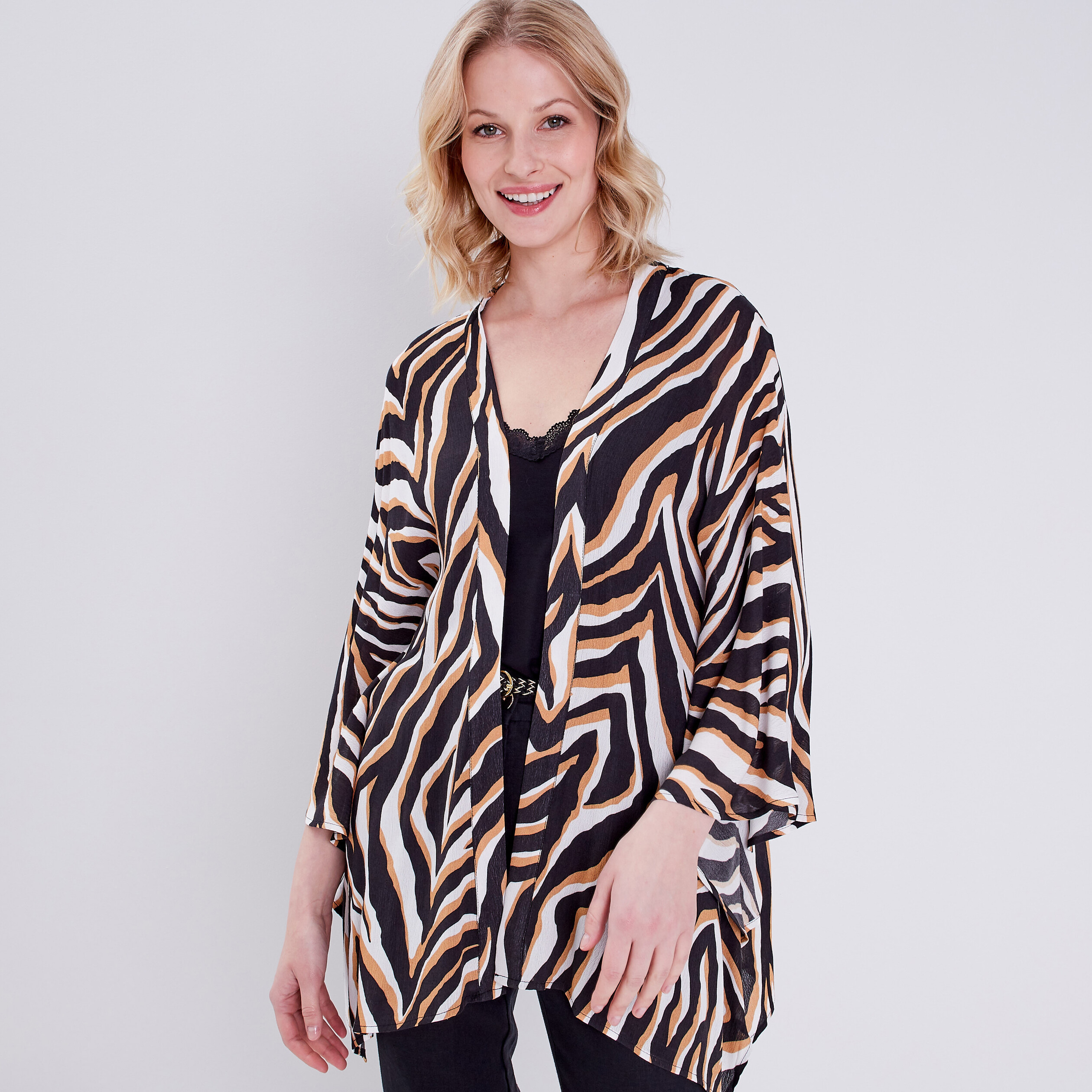 Kimono manches longues noir femme