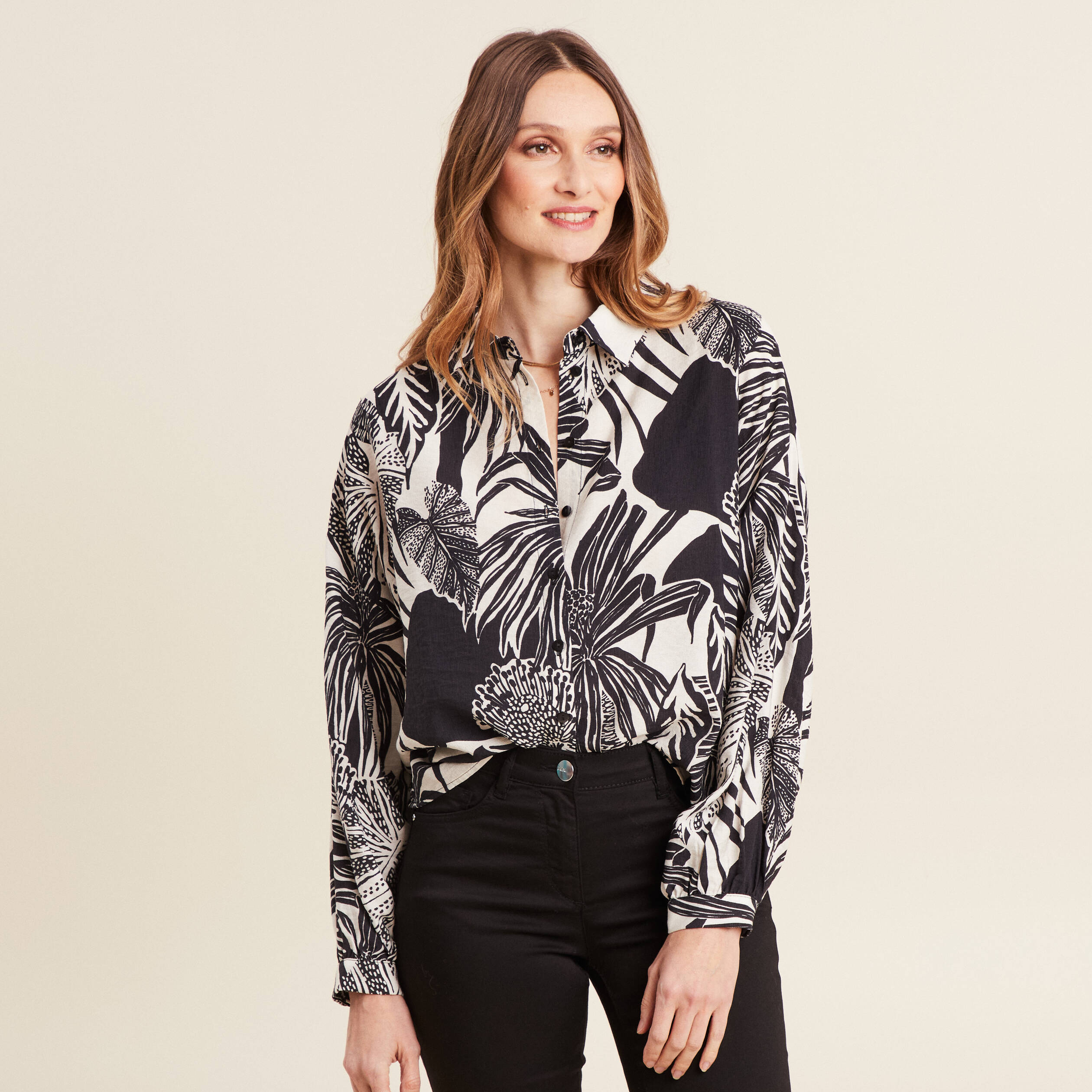 Chemise manches longues blanc femme