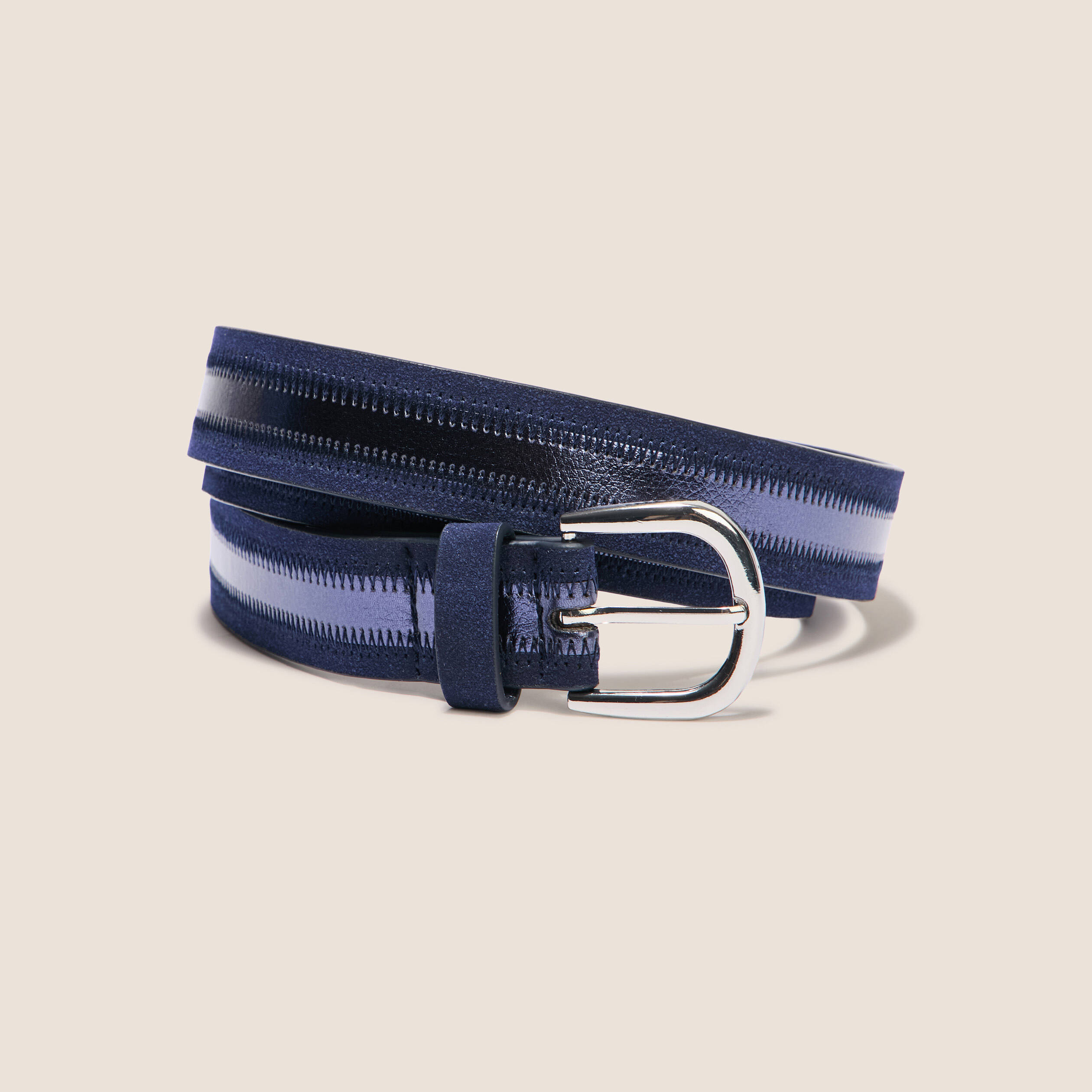 Ceinture fine bleu marine femme