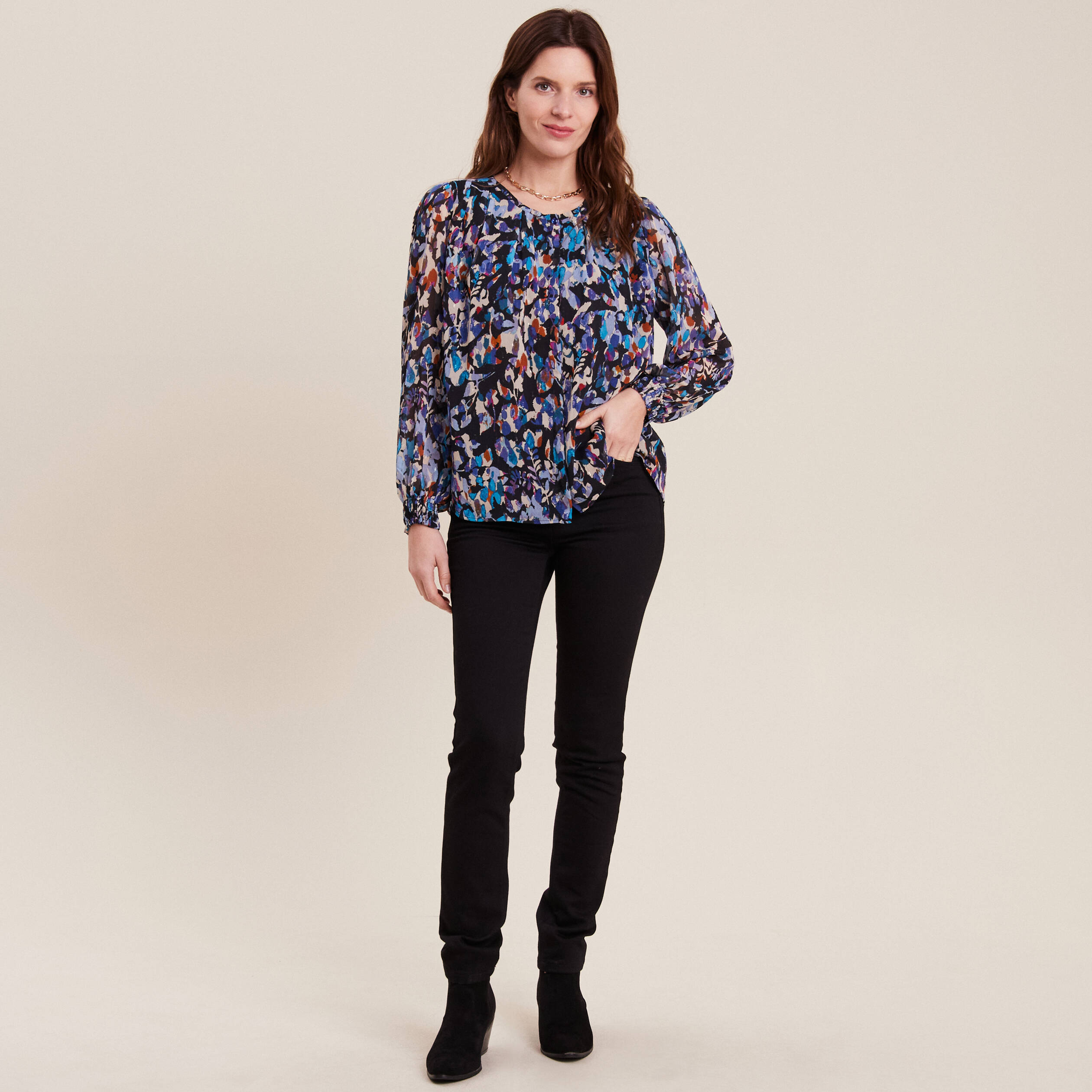 Blouse Heine Manches Longues Bleue - Taille 50 - Style Décontracté Ample