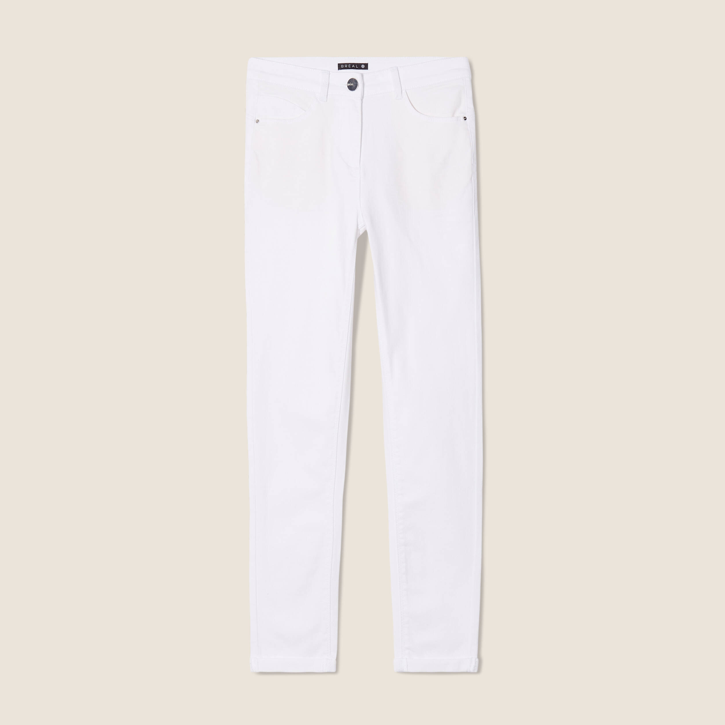 Jean ajusté taille standard 7/8ème blanc femme