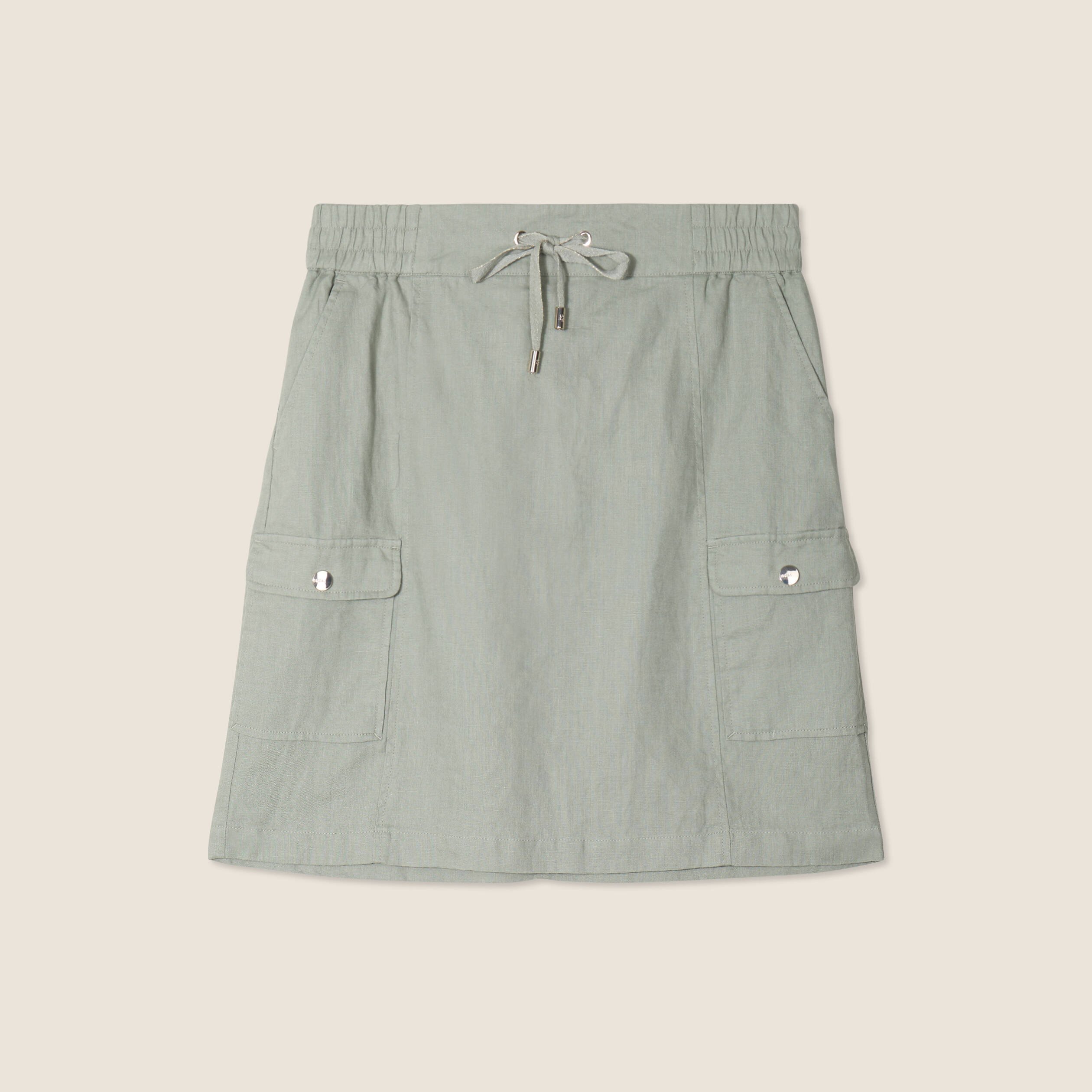 Jupe droite poches côtés vert clair femme