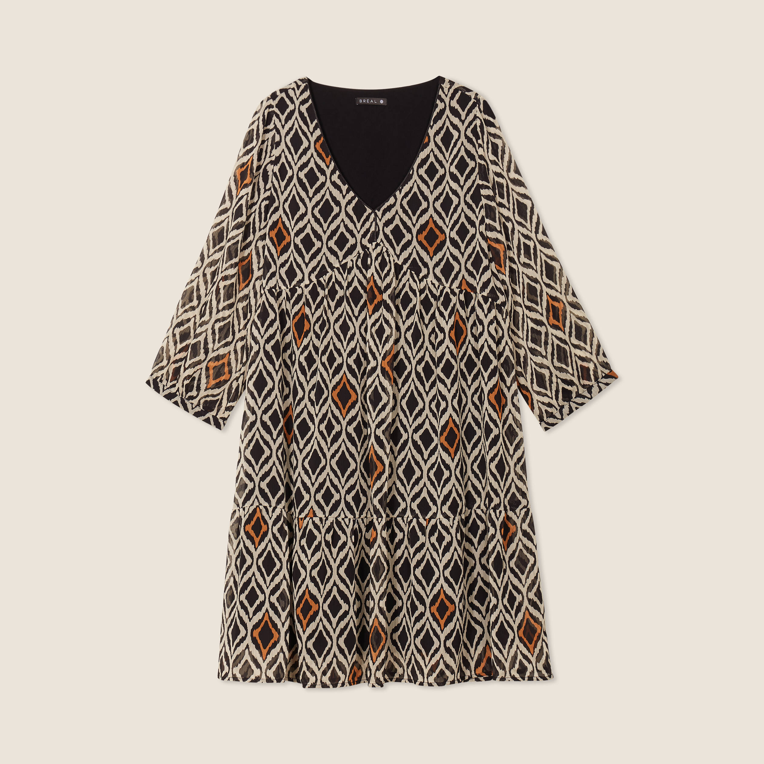 Robe &eacute;vas&eacute;e manches 3/4 blanc femme