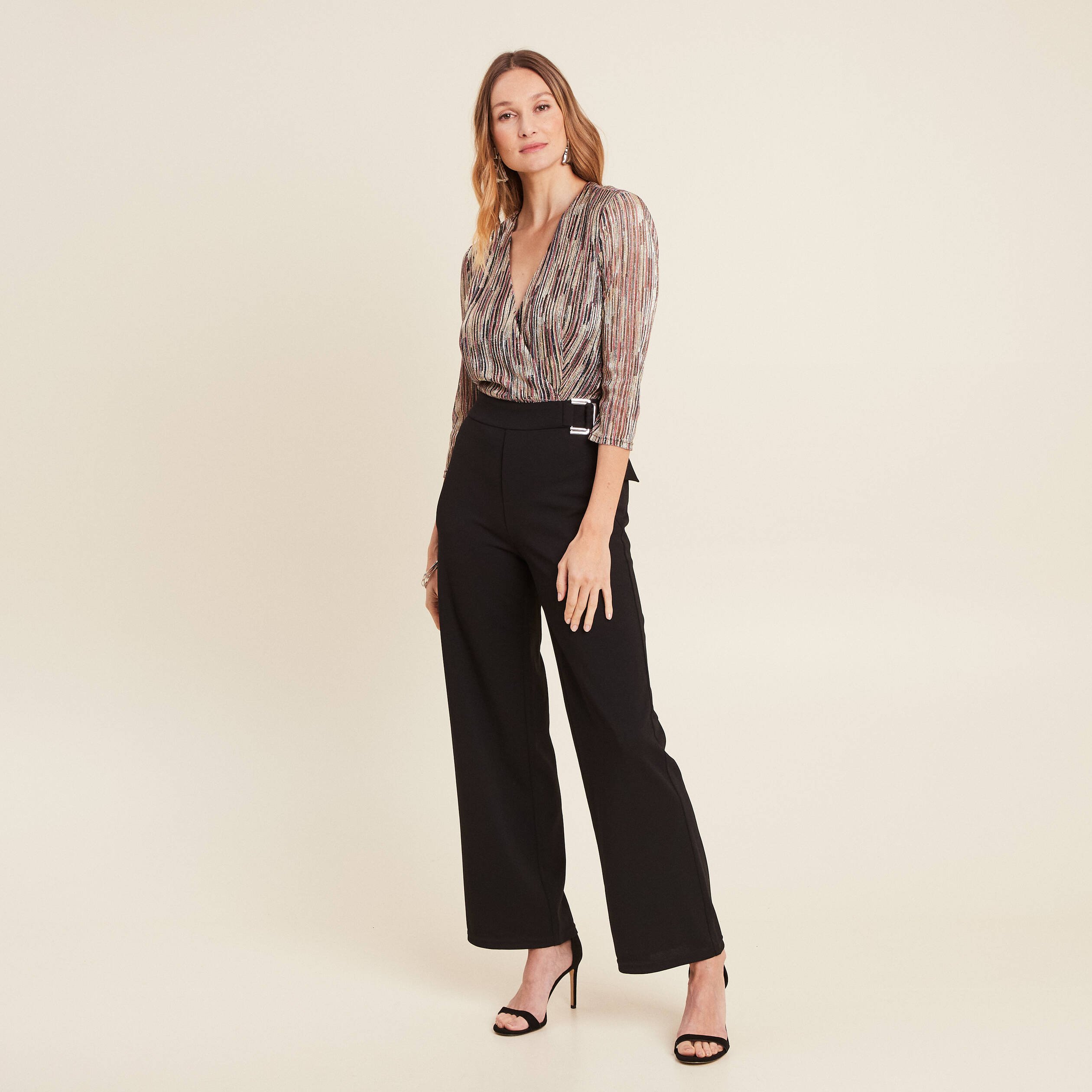 Combinaison pantalon pailletée rose femme