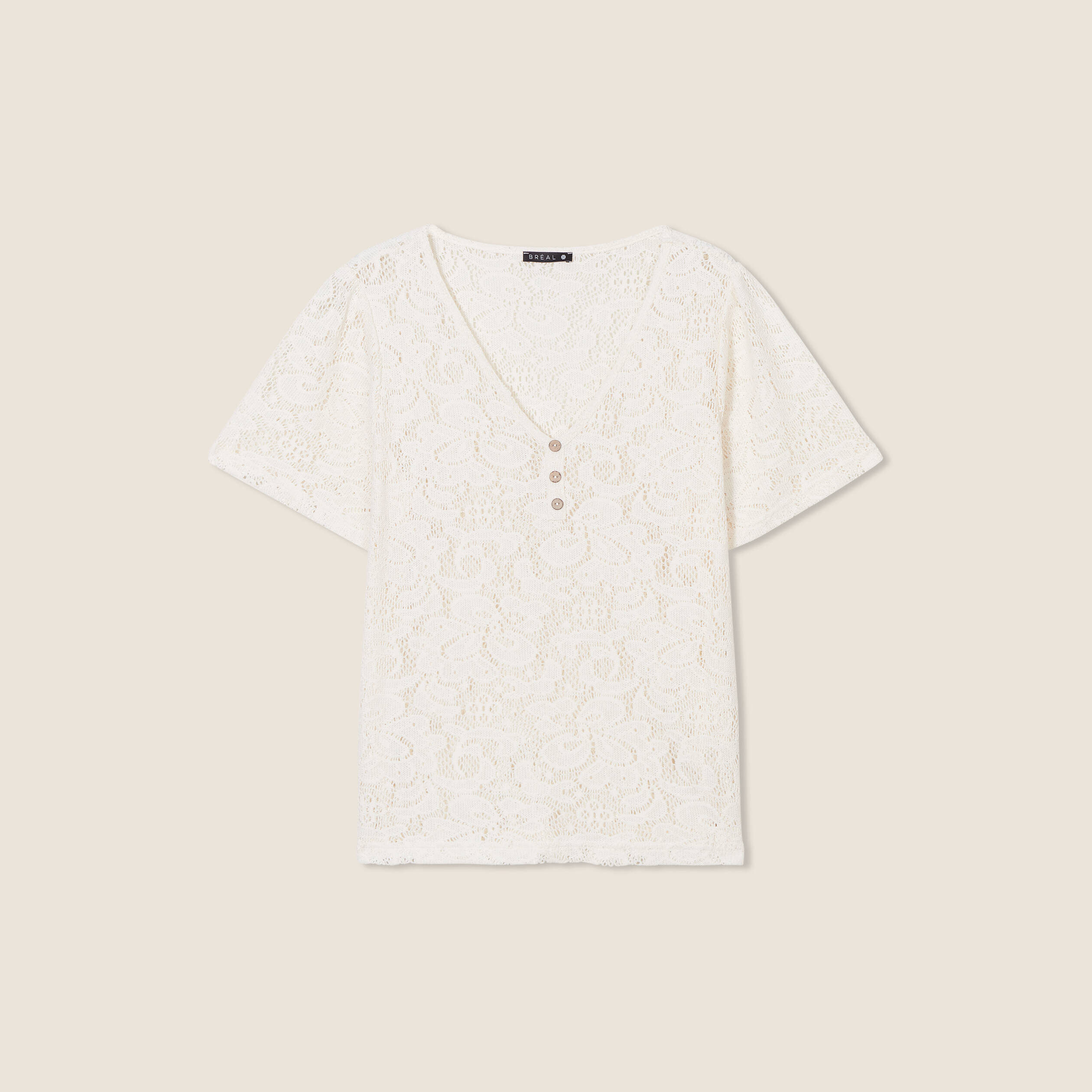 T-shirt manches courtes ecru femme