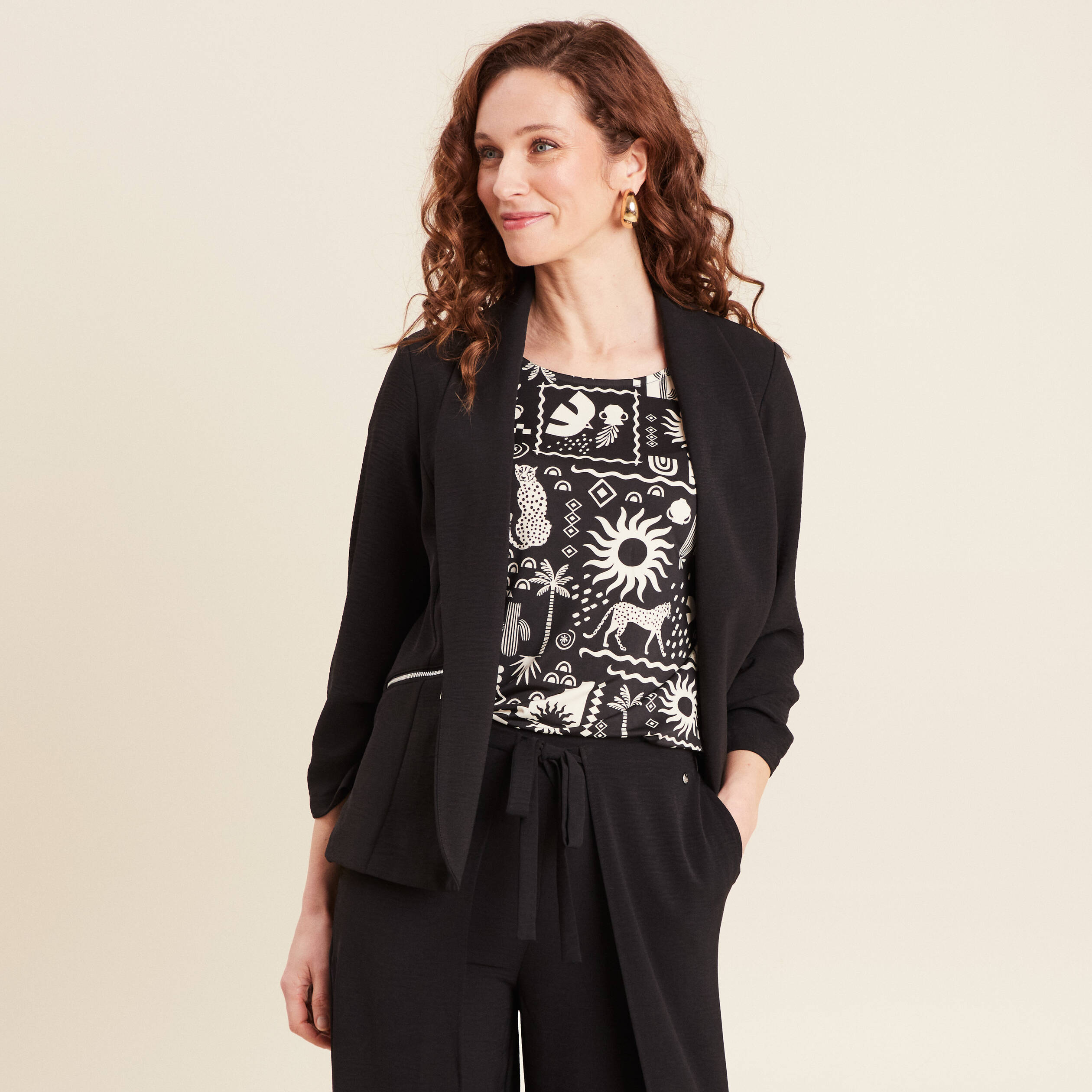 Veste esprit tailleur noir femme