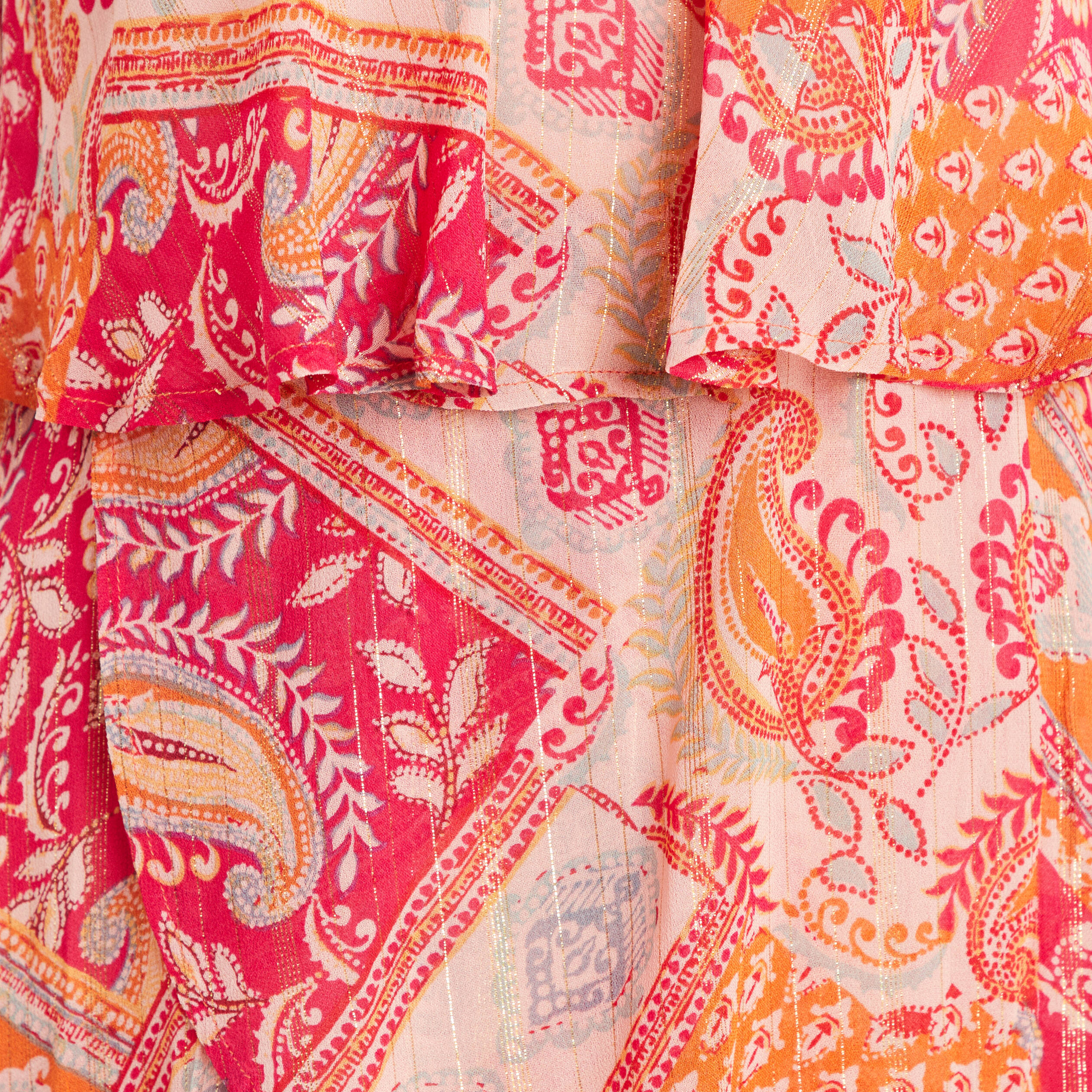Robe évasée à volants orange femme