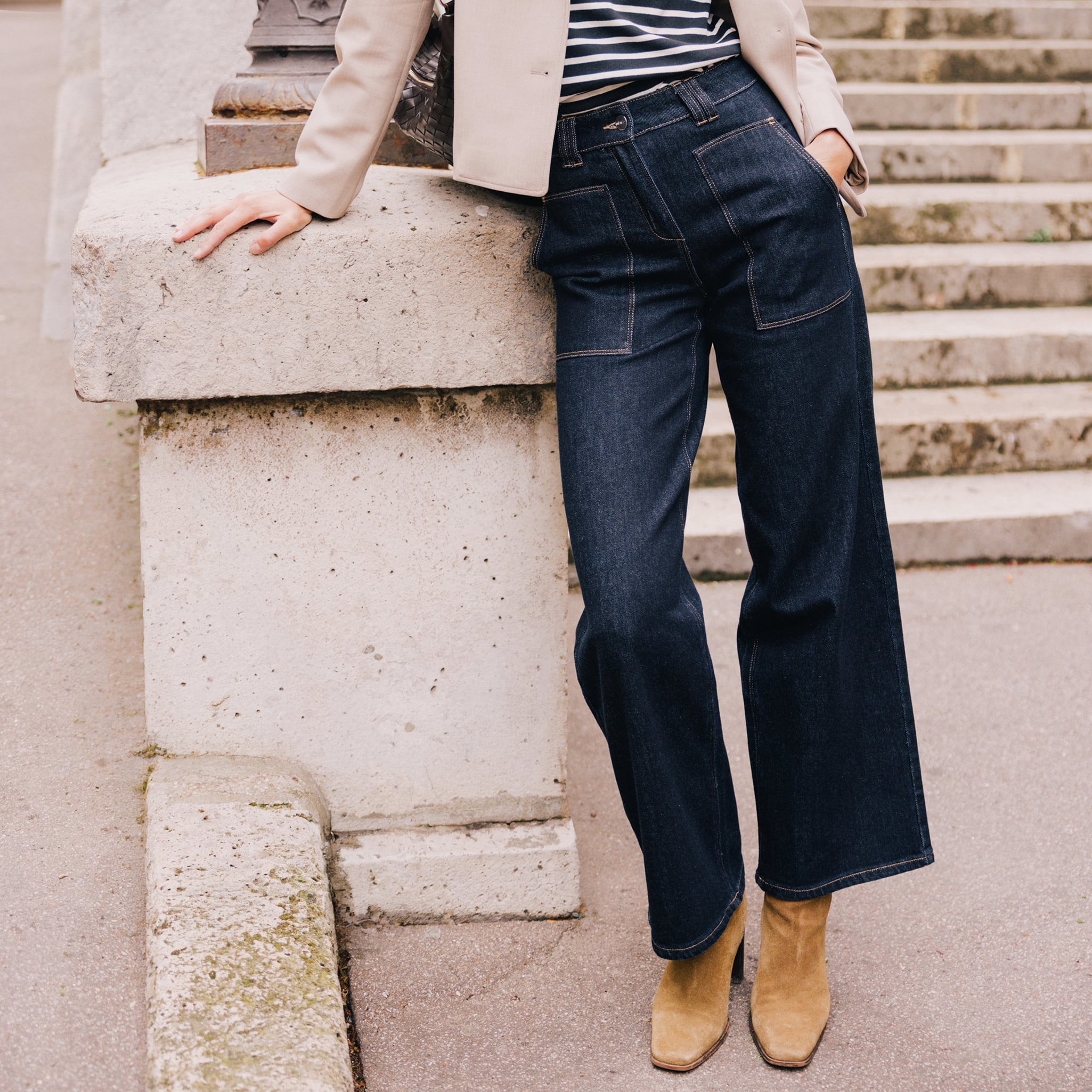 Jean taille haute denim brut femme