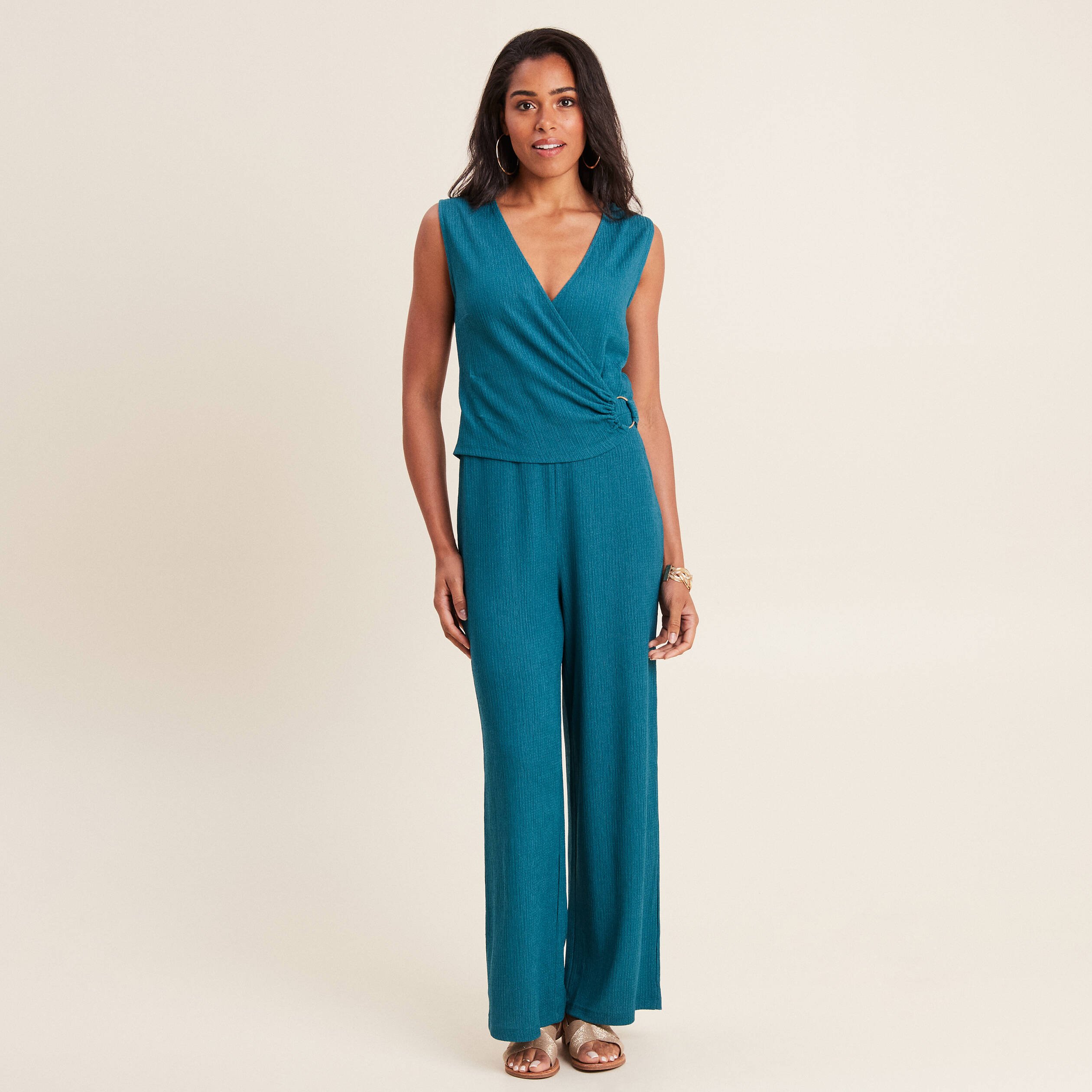 Combinaison pantalon vert femme