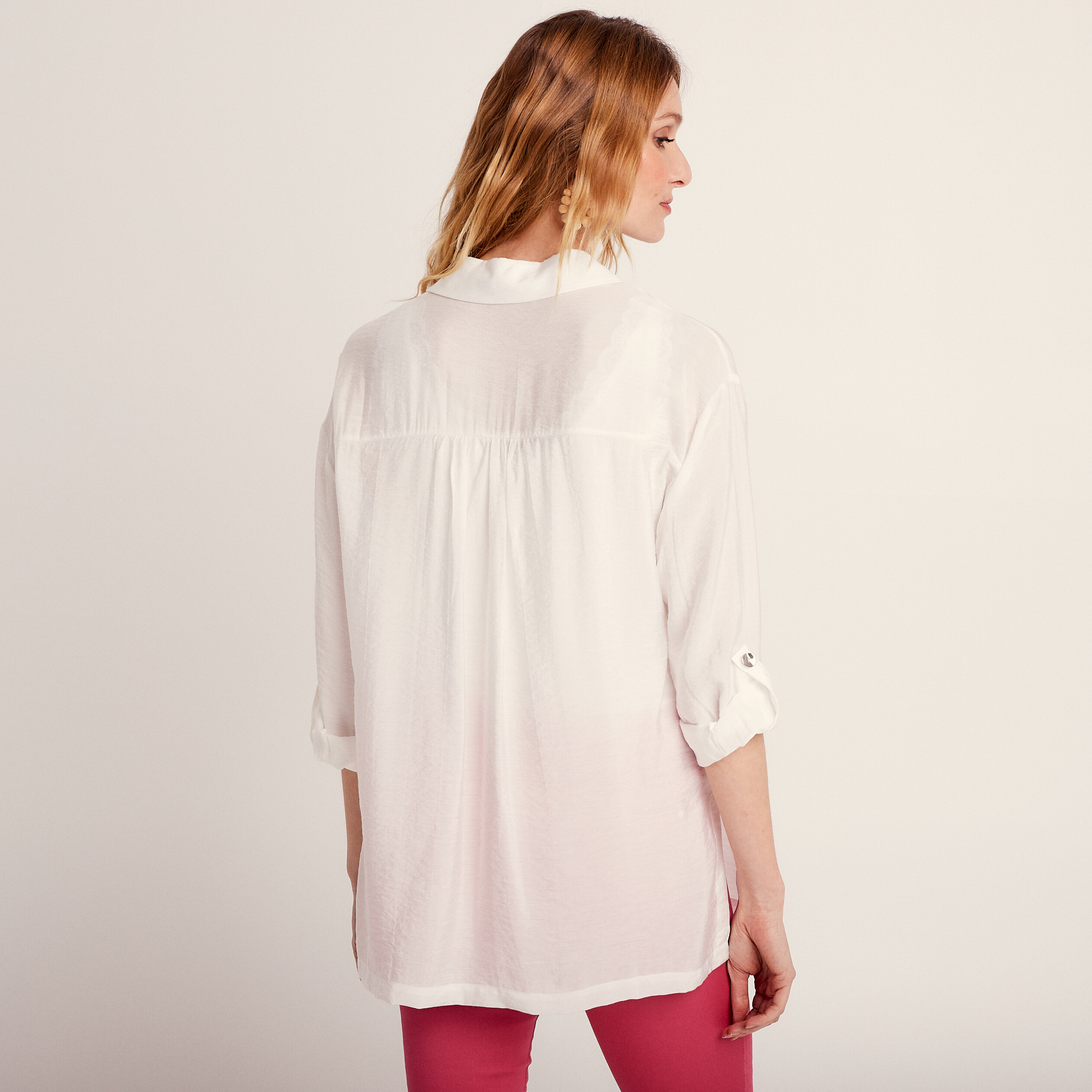 Chemise manches longues ecru femme