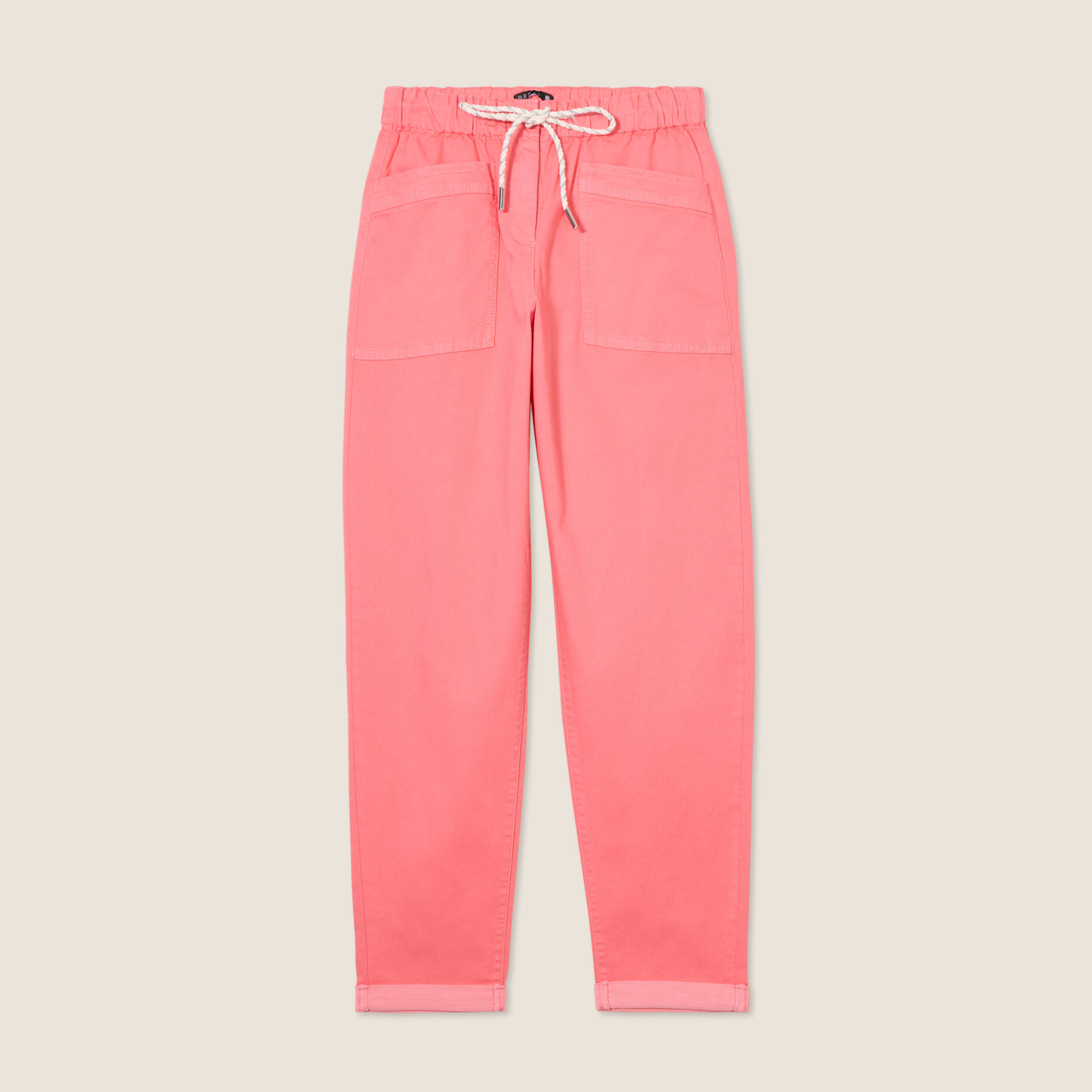 pantalon coupe droite a coulisse rose vif femme Pantalon coupe droite à coulisse rose vif femme