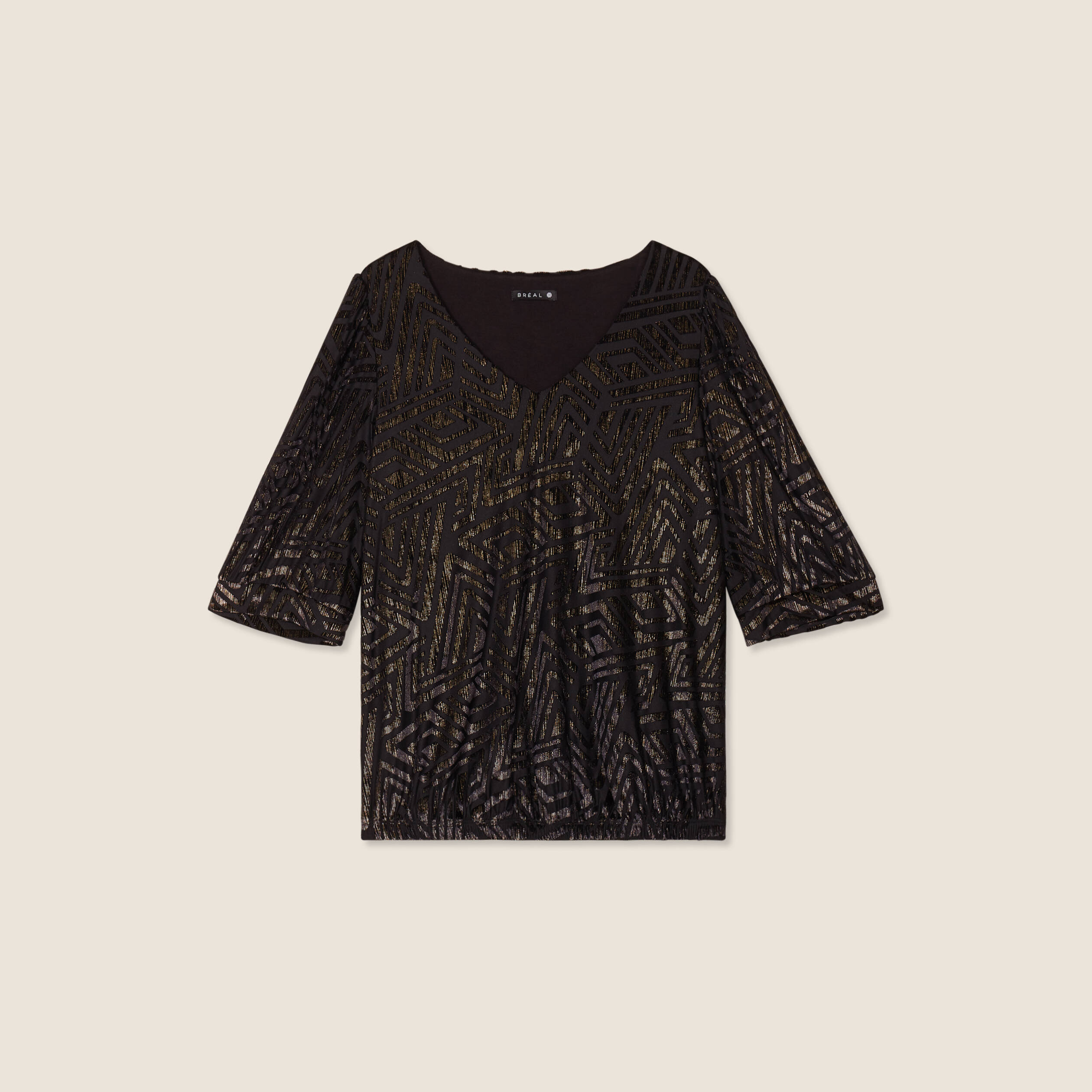 T-shirt manches 3/4 noir femme
