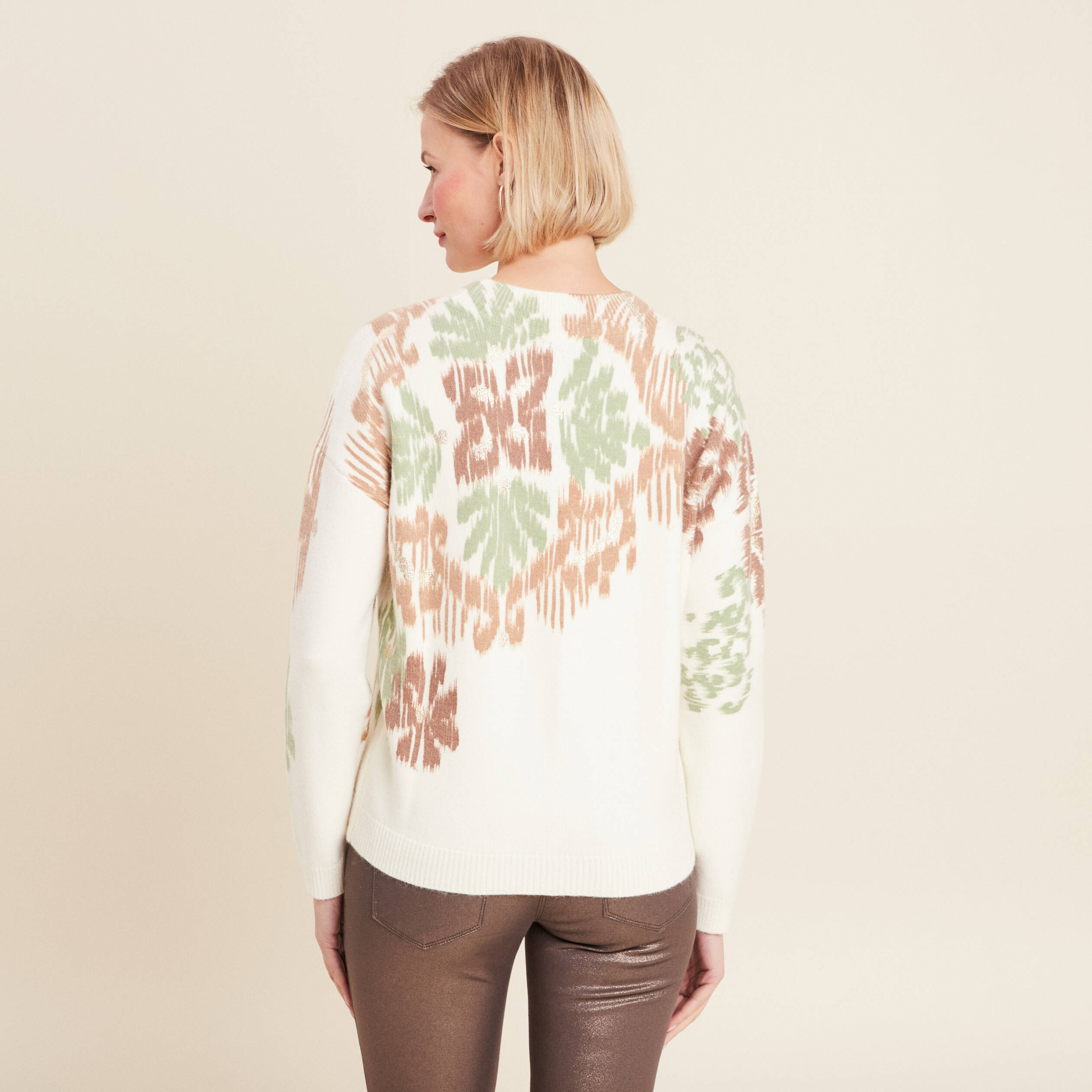 Pull manches longues beige femme