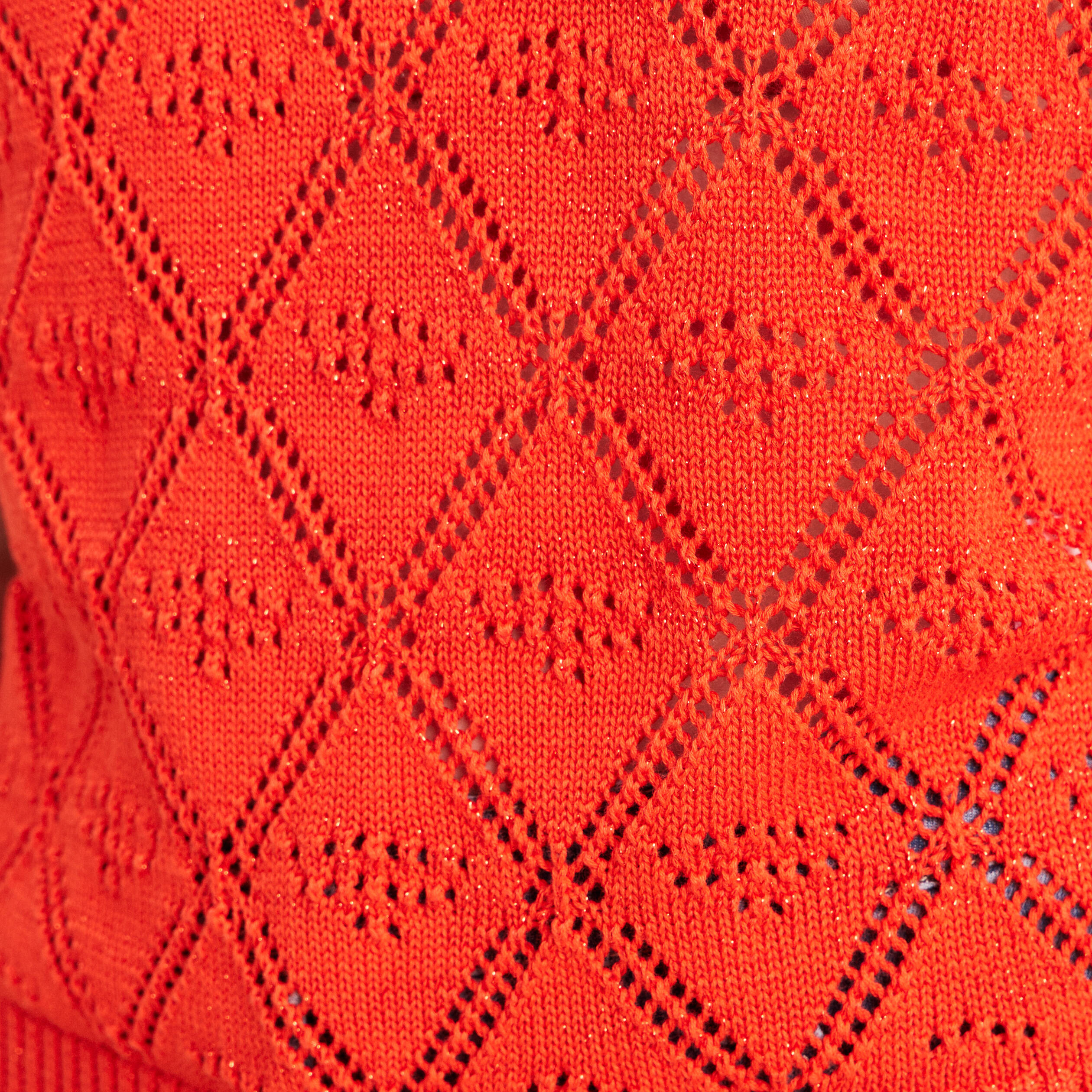 Pull droit court manches courtes orange fonc&eacute; femme